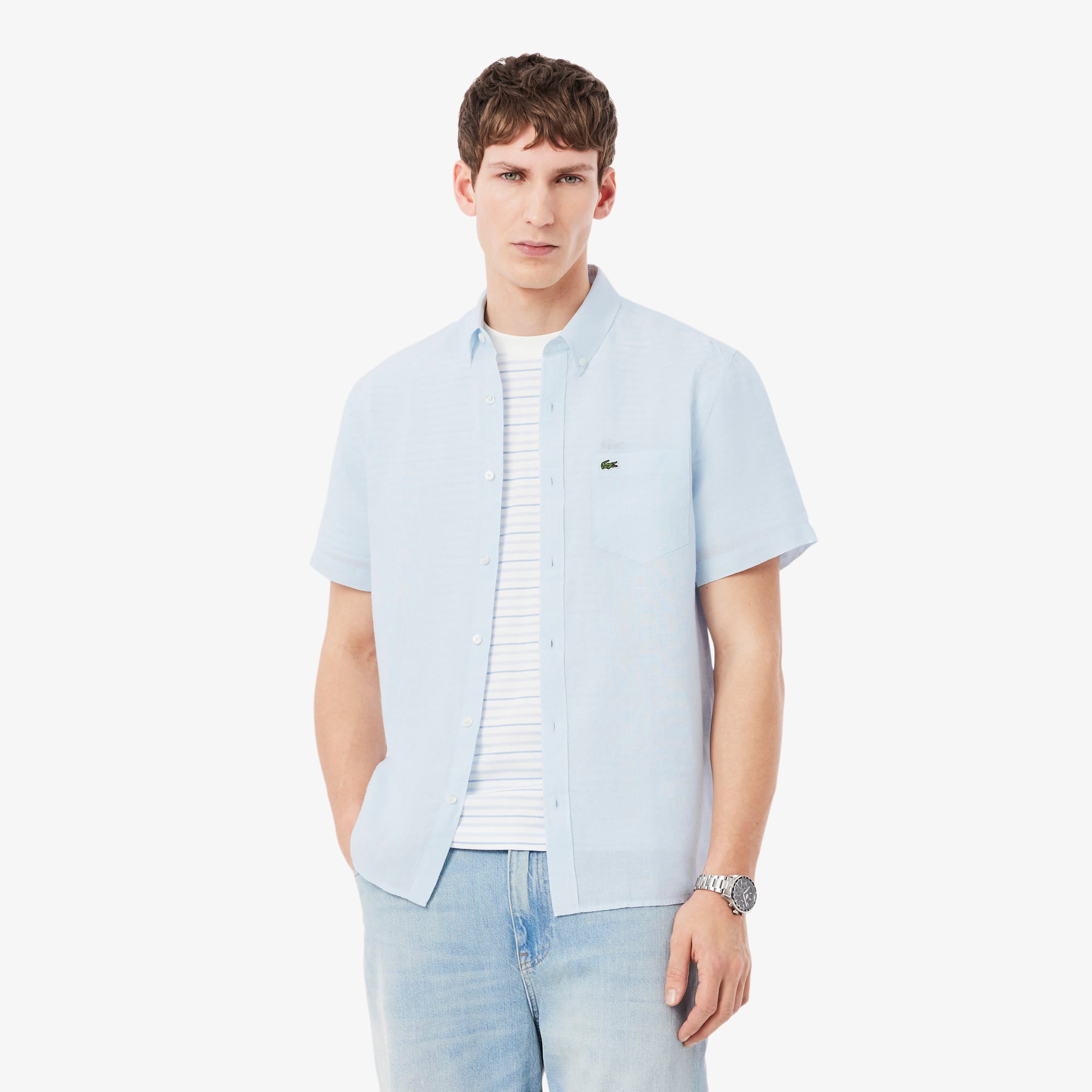 Áo Sơ Mi Lacoste Nam Tay Ngắn Chất Liệu Linen