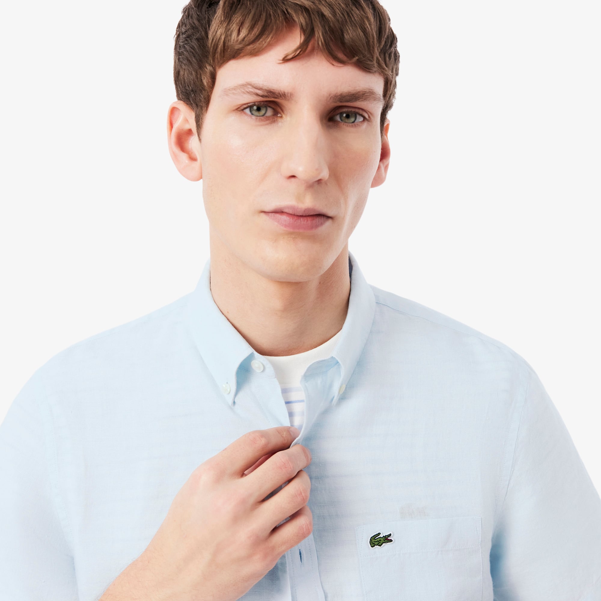 Áo Sơ Mi Lacoste Nam Tay Ngắn Chất Liệu Linen