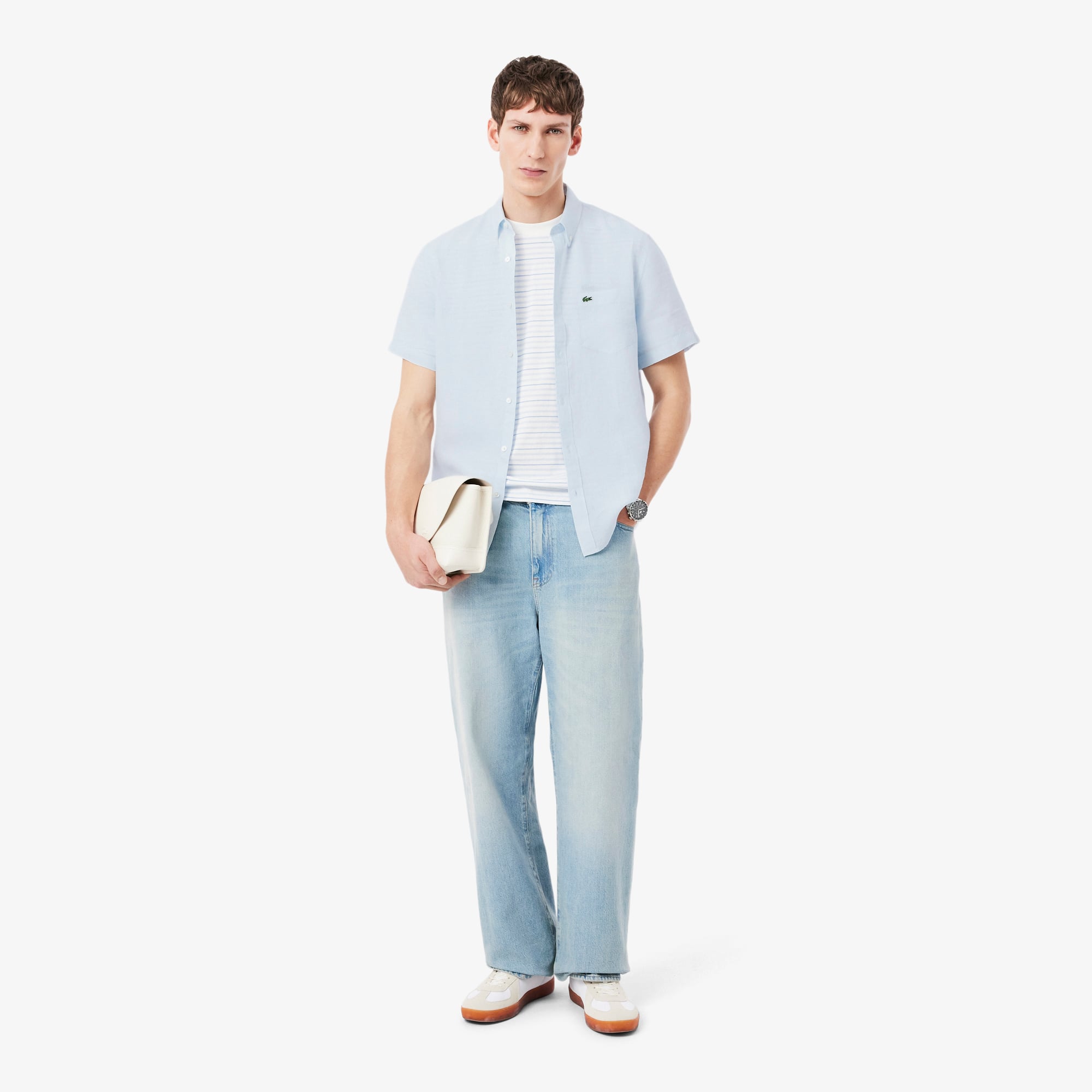 Áo Sơ Mi Lacoste Nam Tay Ngắn Chất Liệu Linen