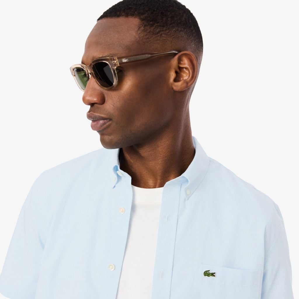 Áo Sơ Mi Lacoste Nam Dáng Suông Tay Ngắn Họa Tiết Kẻ Caro