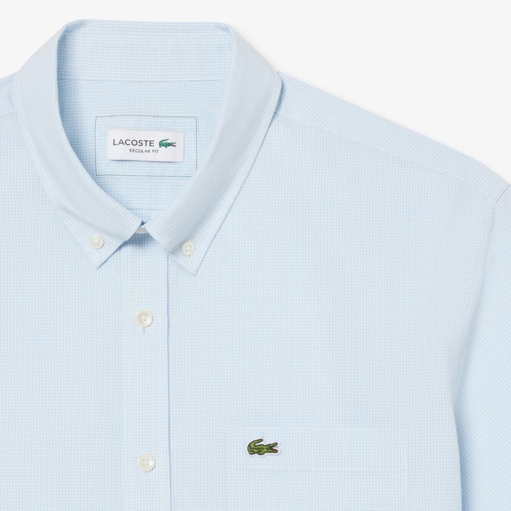 Áo Sơ Mi Lacoste Nam Dáng Suông Tay Ngắn Họa Tiết Kẻ Caro