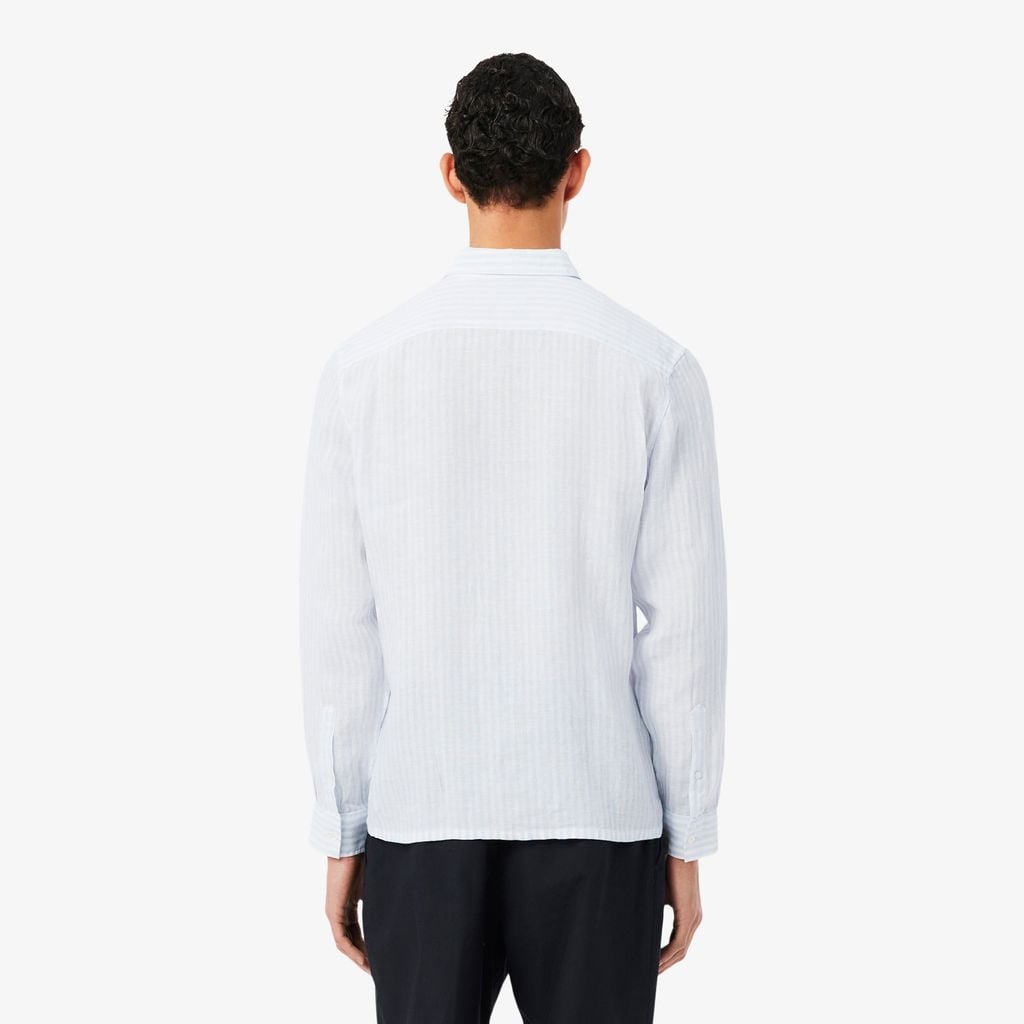Áo Sơ Mi Lacoste Nam Dáng Suông Chất Liệu Linen Hoạ Tiết Sọc