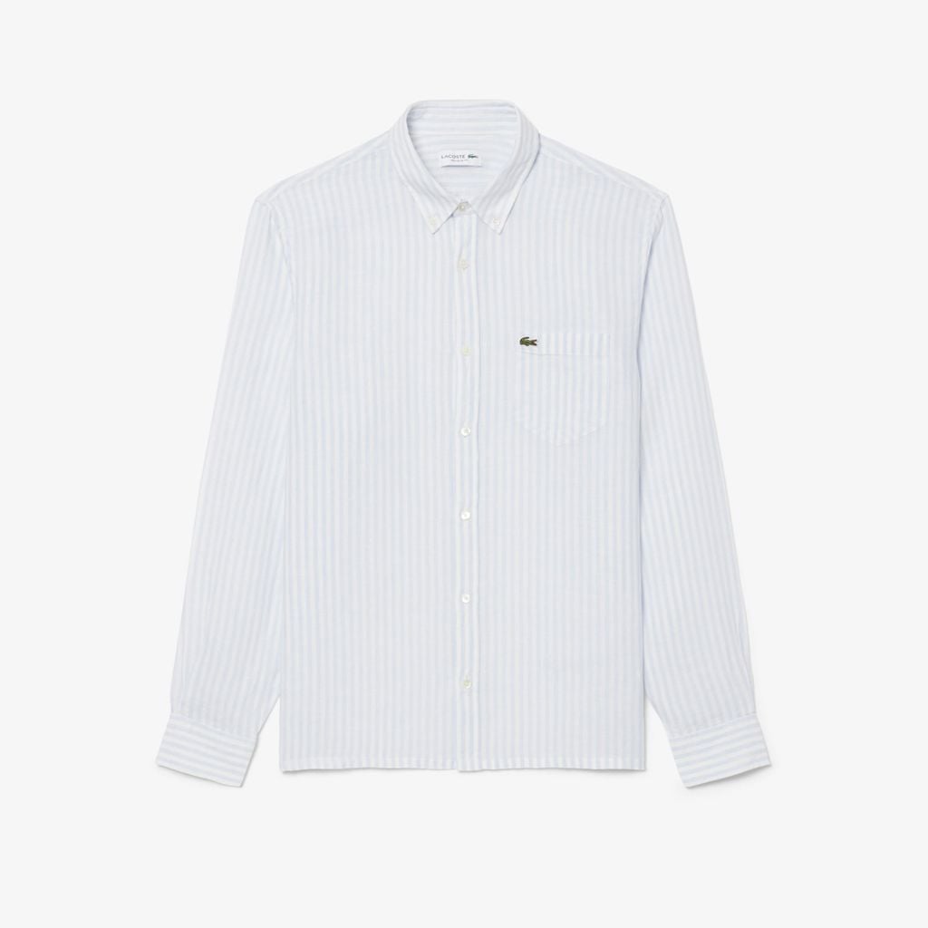 Áo Sơ Mi Lacoste Nam Dáng Suông Chất Liệu Linen Hoạ Tiết Sọc