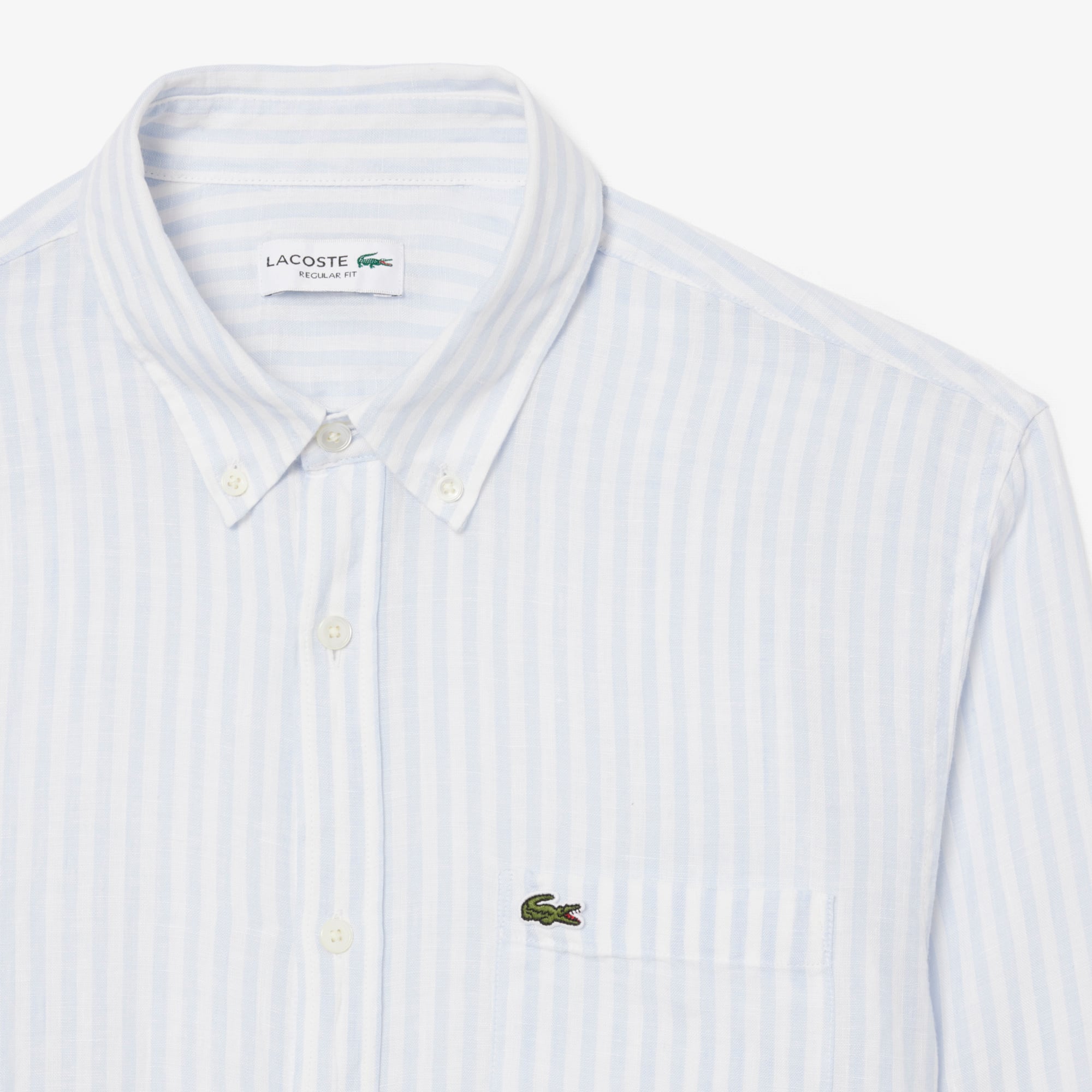 Áo Sơ Mi Lacoste Nam Dáng Suông Chất Liệu Linen Hoạ Tiết Sọc
