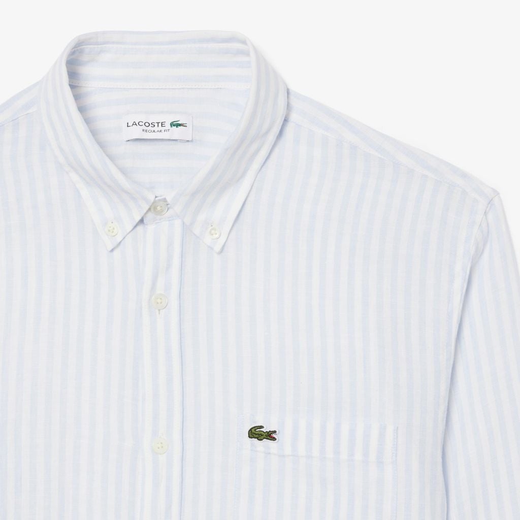 Áo Sơ Mi Lacoste Nam Dáng Suông Chất Liệu Linen Hoạ Tiết Sọc