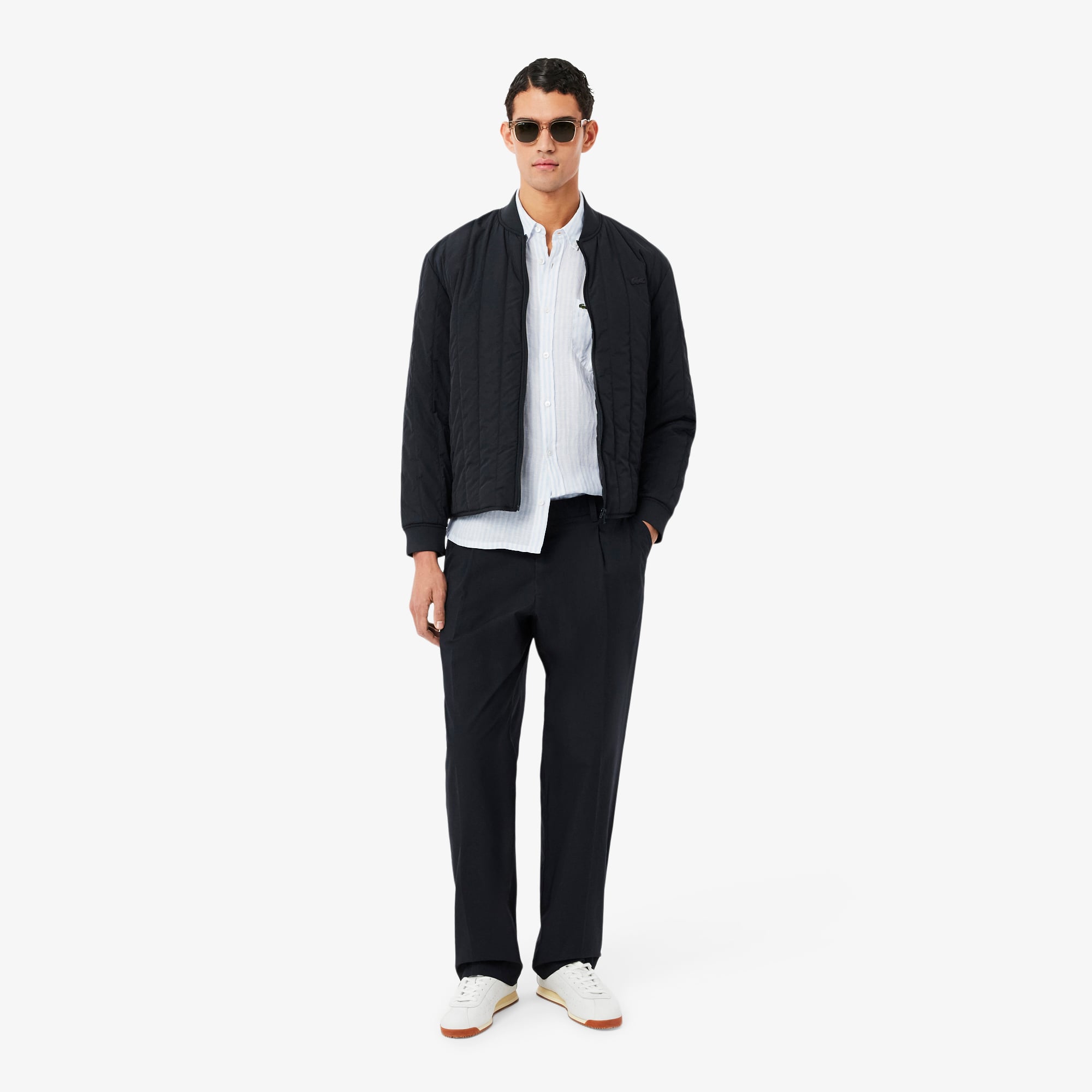 Áo Sơ Mi Lacoste Nam Dáng Suông Chất Liệu Linen Hoạ Tiết Sọc