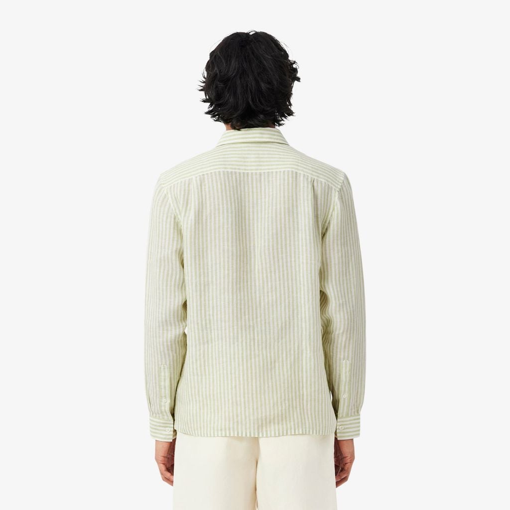 Áo Sơ Mi Lacoste Nam Dáng Suông Chất Liệu Linen Hoạ Tiết Sọc