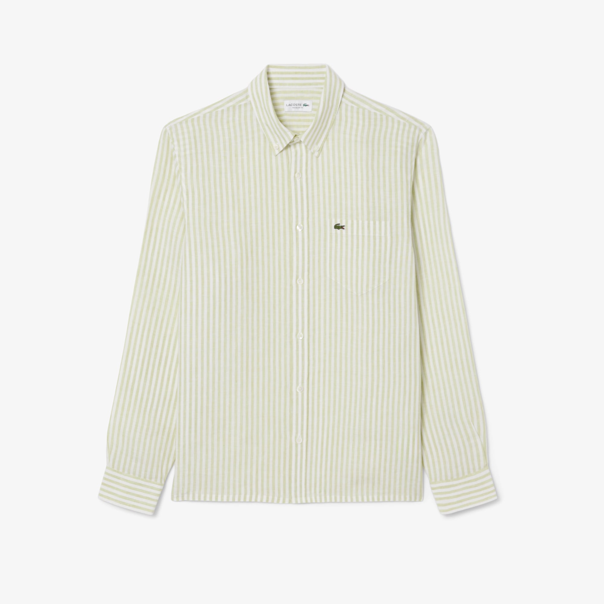 Áo Sơ Mi Lacoste Nam Dáng Suông Chất Liệu Linen Hoạ Tiết Sọc