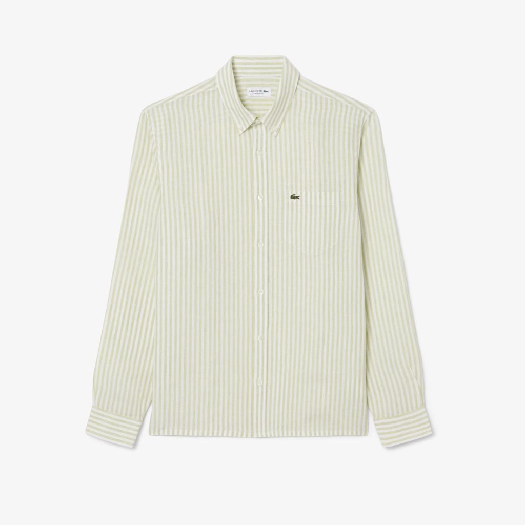 Áo Sơ Mi Lacoste Nam Dáng Suông Chất Liệu Linen Hoạ Tiết Sọc