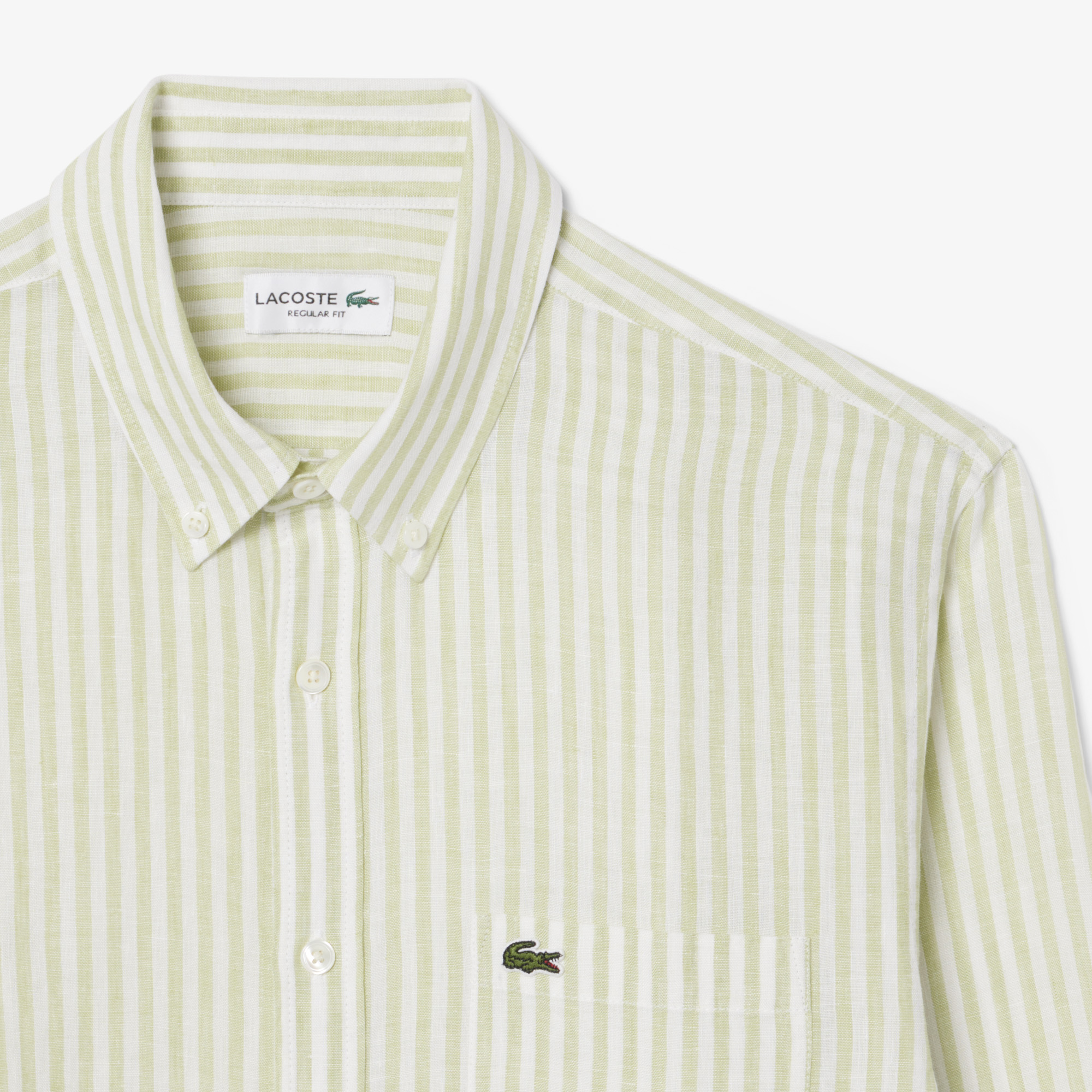 Áo Sơ Mi Lacoste Nam Dáng Suông Chất Liệu Linen Hoạ Tiết Sọc