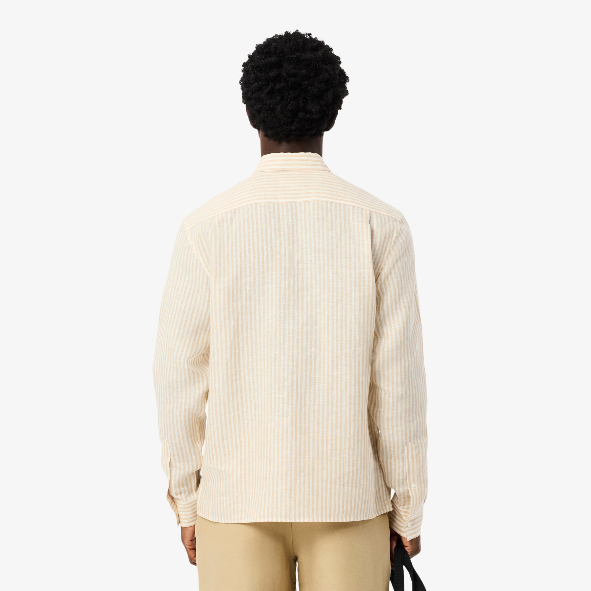 Áo Sơ Mi Lacoste Nam Dáng Suông Chất Liệu Linen Hoạ Tiết Sọc