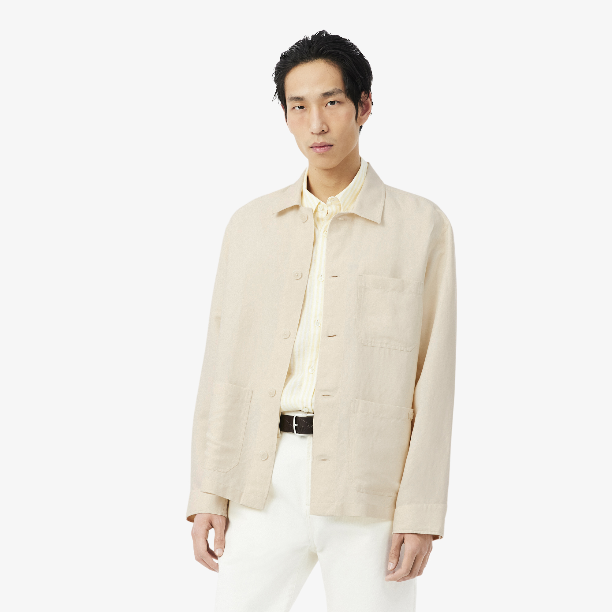 Áo Sơ Mi Lacoste Nam Dáng Rộng Chất Liệu Pha Linen