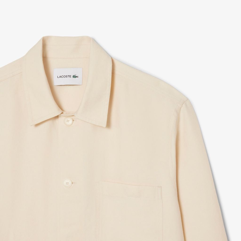 Áo Sơ Mi Lacoste Nam Dáng Rộng Chất Liệu Pha Linen
