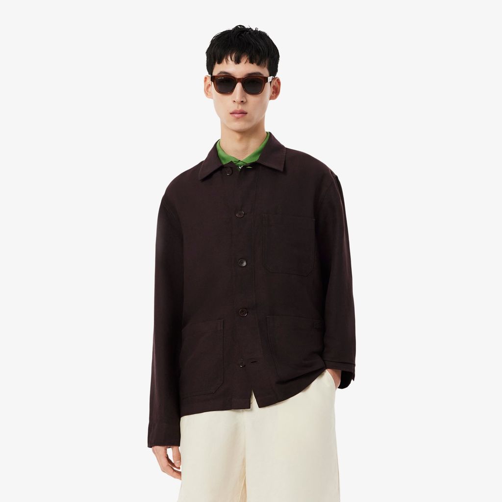 Áo Sơ Mi Lacoste Nam Dáng Rộng Chất Liệu Pha Linen
