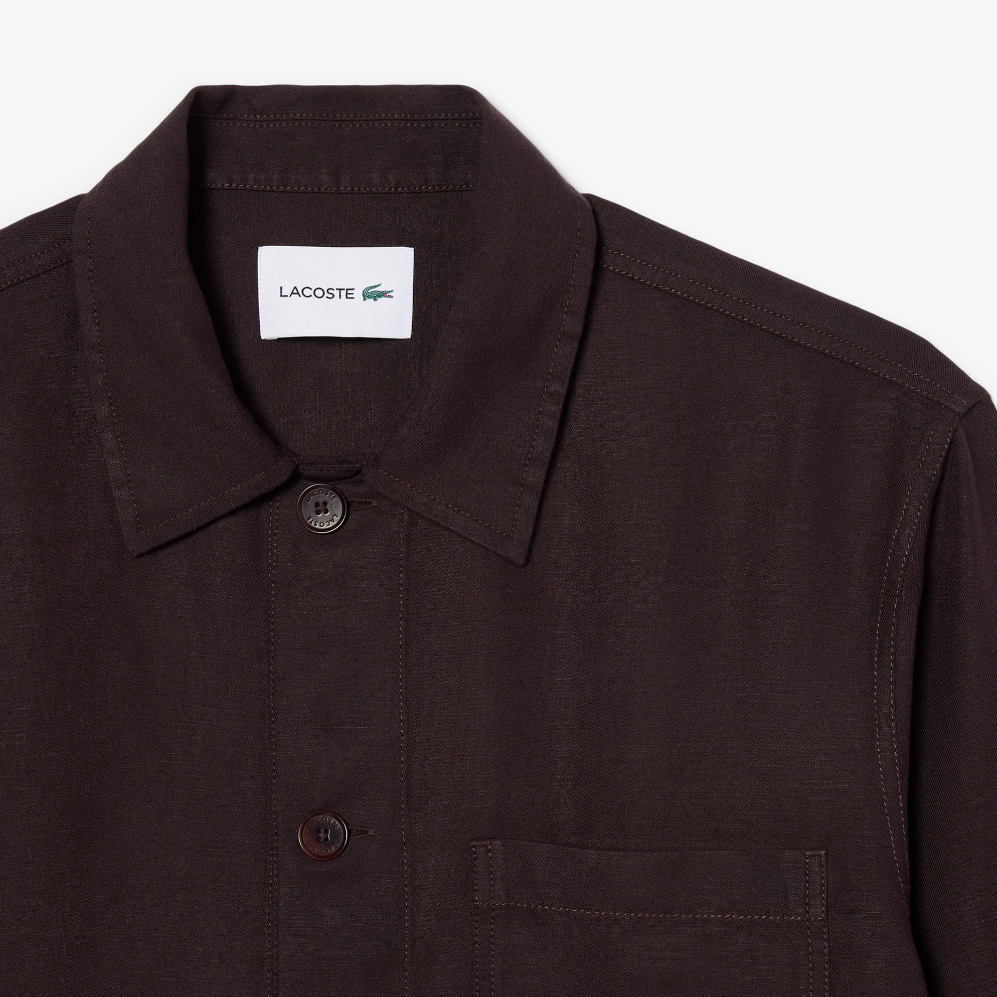 Áo Sơ Mi Lacoste Nam Dáng Rộng Chất Liệu Pha Linen