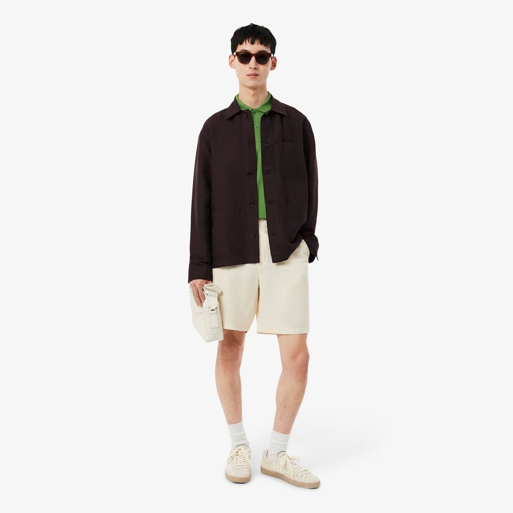 Áo Sơ Mi Lacoste Nam Dáng Rộng Chất Liệu Pha Linen