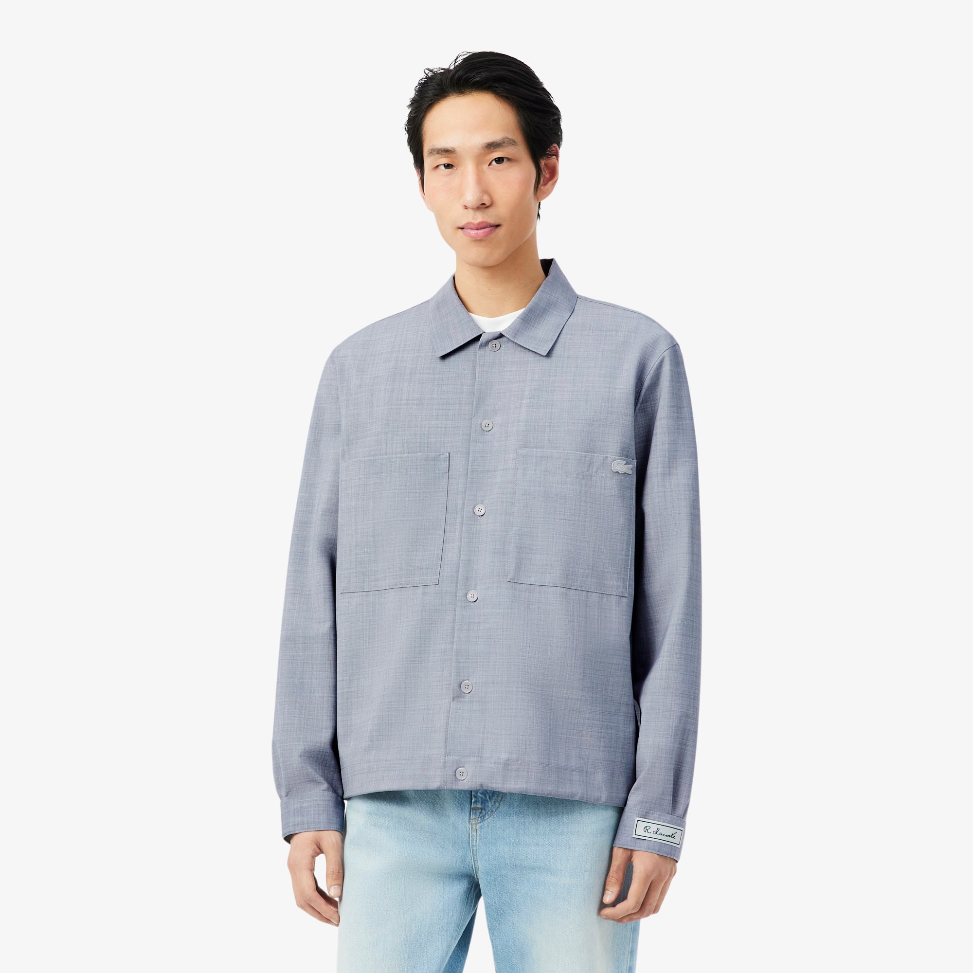 Áo Sơ Mi Lacoste Nam Dáng Oversize Chất Liệu Pha Len