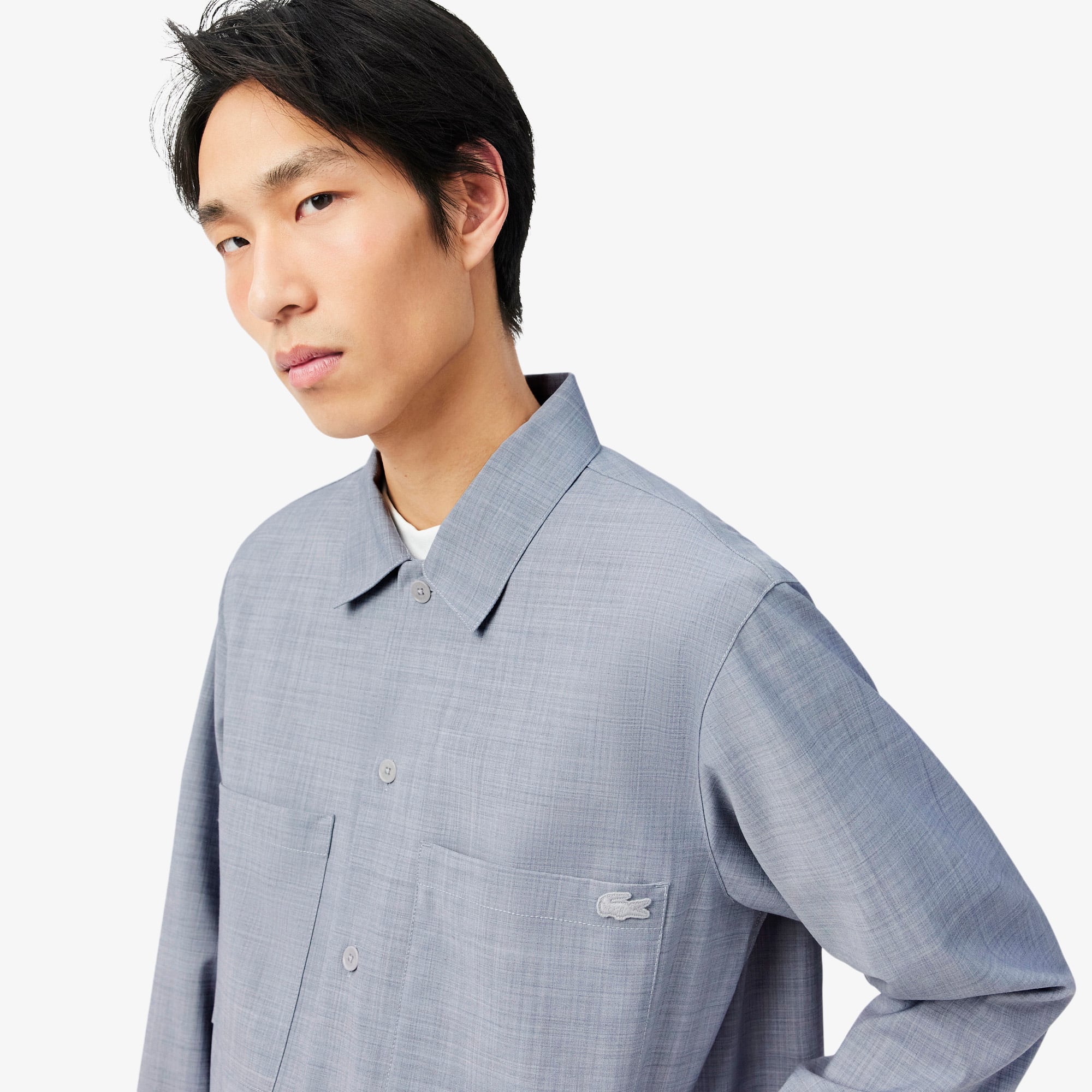 Áo Sơ Mi Lacoste Nam Dáng Oversize Chất Liệu Pha Len