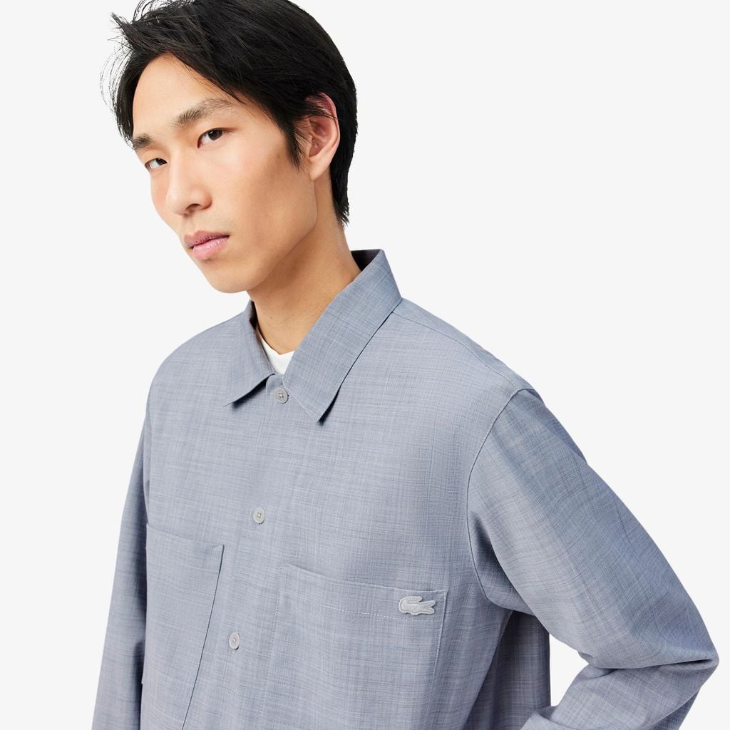 Áo Sơ Mi Lacoste Nam Dáng Oversize Chất Liệu Pha Len