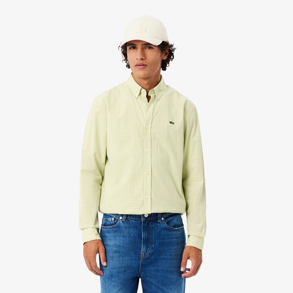 Áo Sơ Mi Lacoste Nam Dáng Suông Chất Liệu Poplin Kẻ Caro Lớn