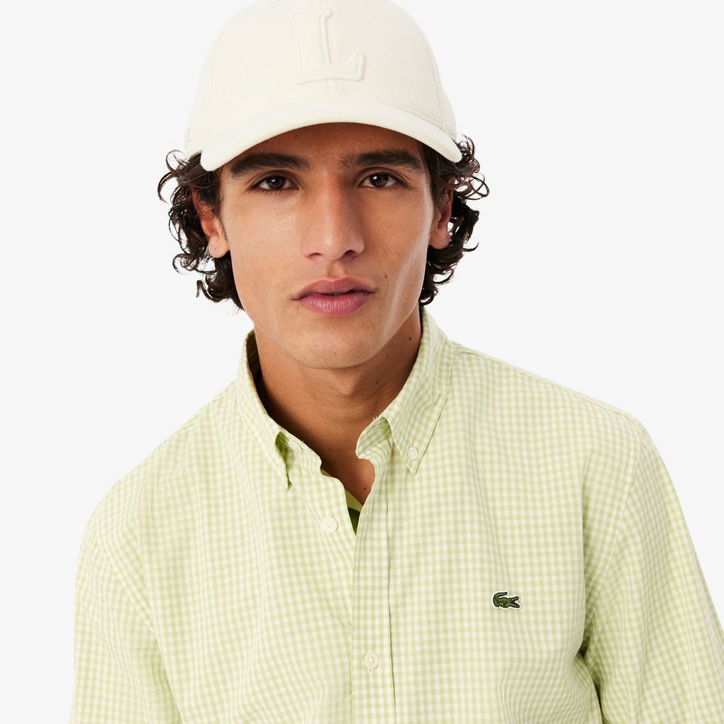 Áo Sơ Mi Lacoste Nam Dáng Suông Chất Liệu Poplin Kẻ Caro Lớn
