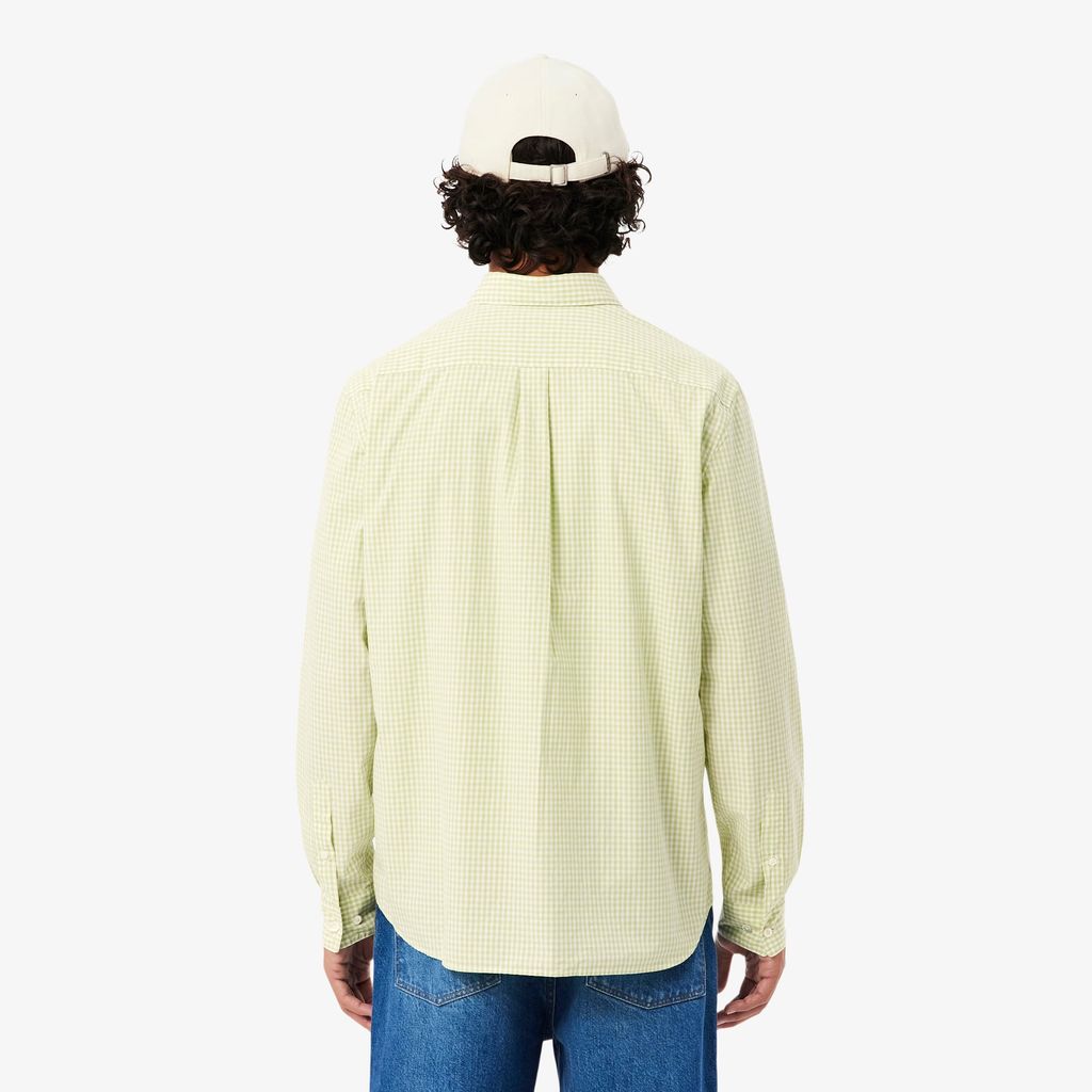 Áo Sơ Mi Lacoste Nam Dáng Suông Chất Liệu Poplin Kẻ Caro Lớn