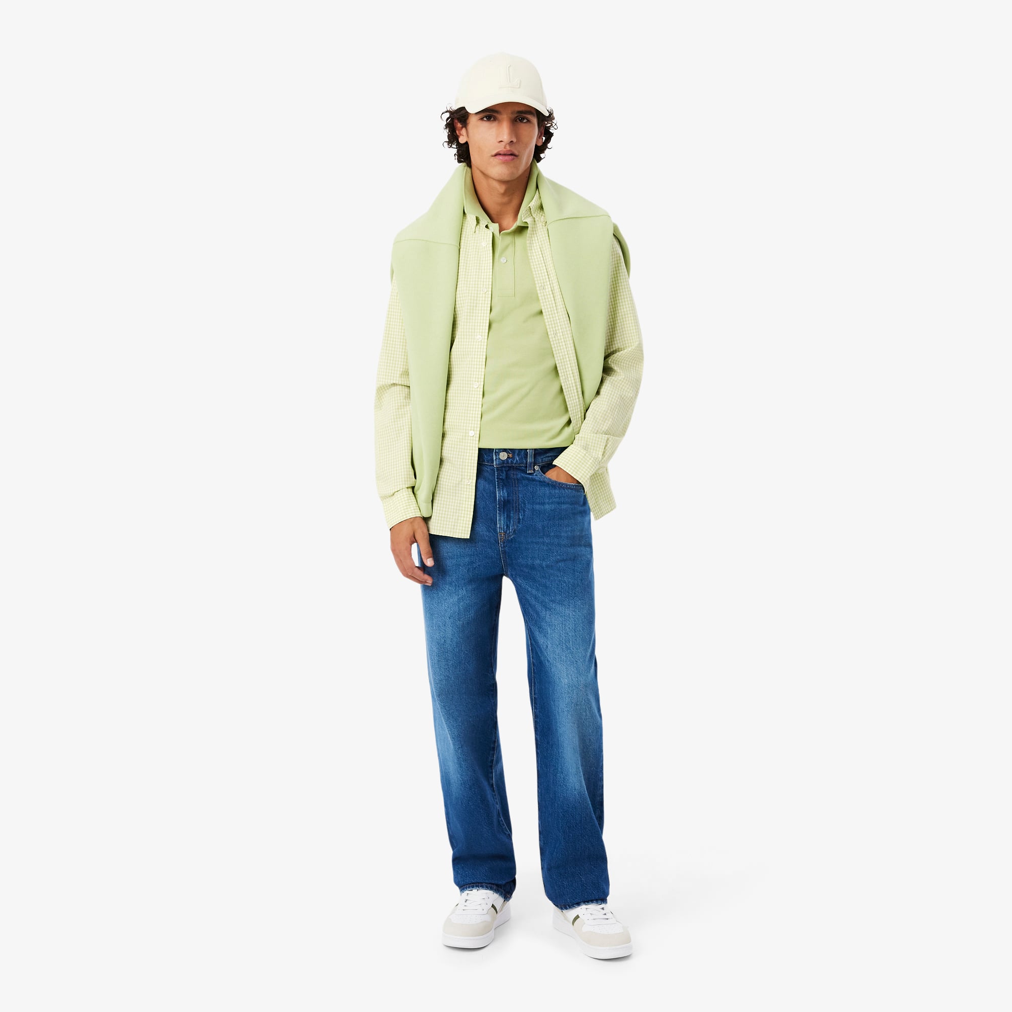 Áo Sơ Mi Lacoste Nam Dáng Suông Chất Liệu Poplin Kẻ Caro Lớn