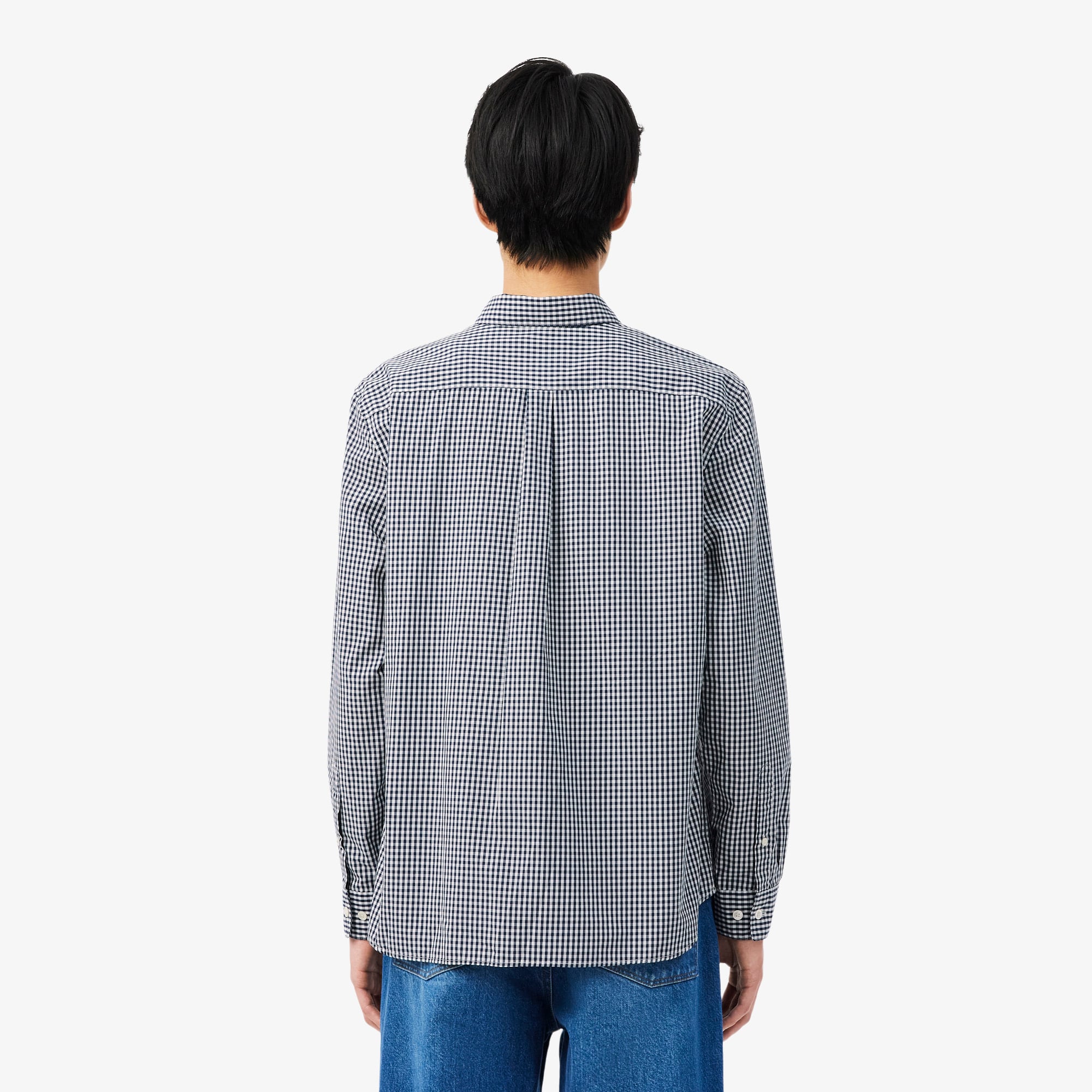 Áo Sơ Mi Lacoste Nam Dáng Suông Chất Liệu Poplin Kẻ Caro Lớn