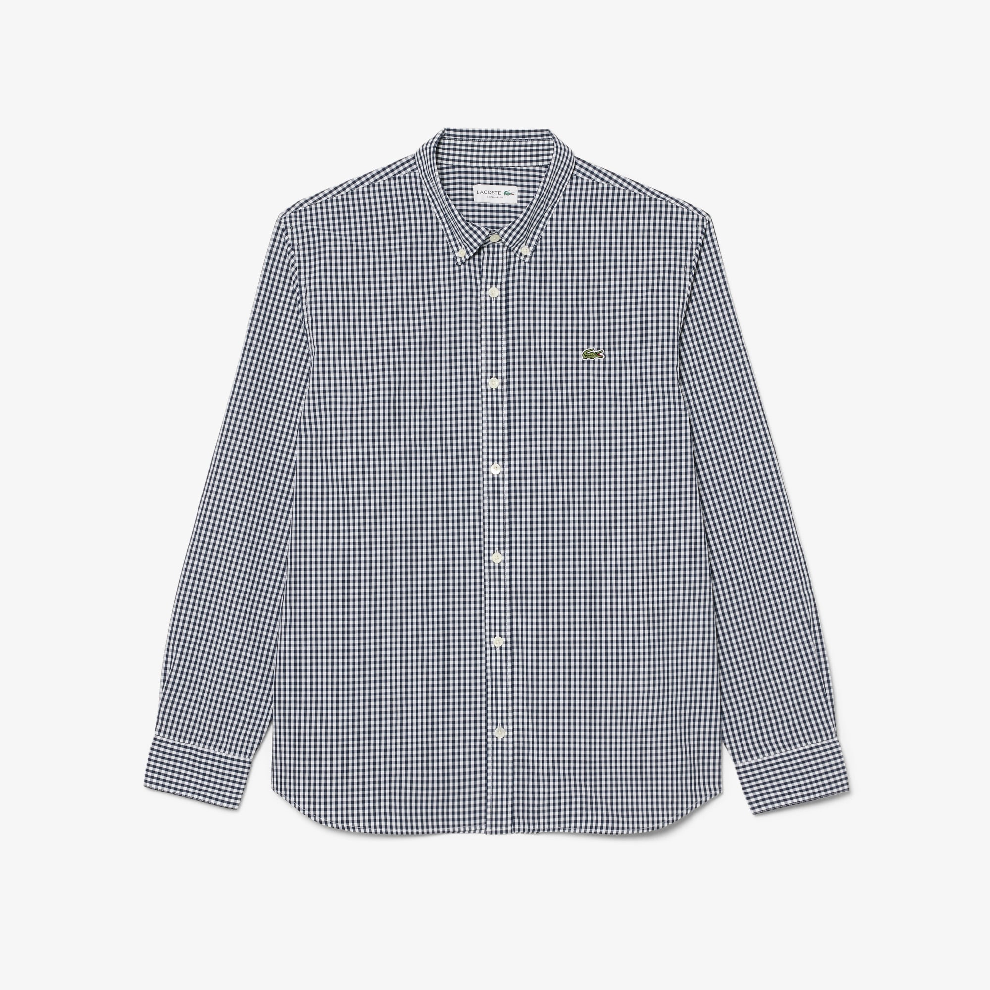 Áo Sơ Mi Lacoste Nam Dáng Suông Chất Liệu Poplin Kẻ Caro Lớn