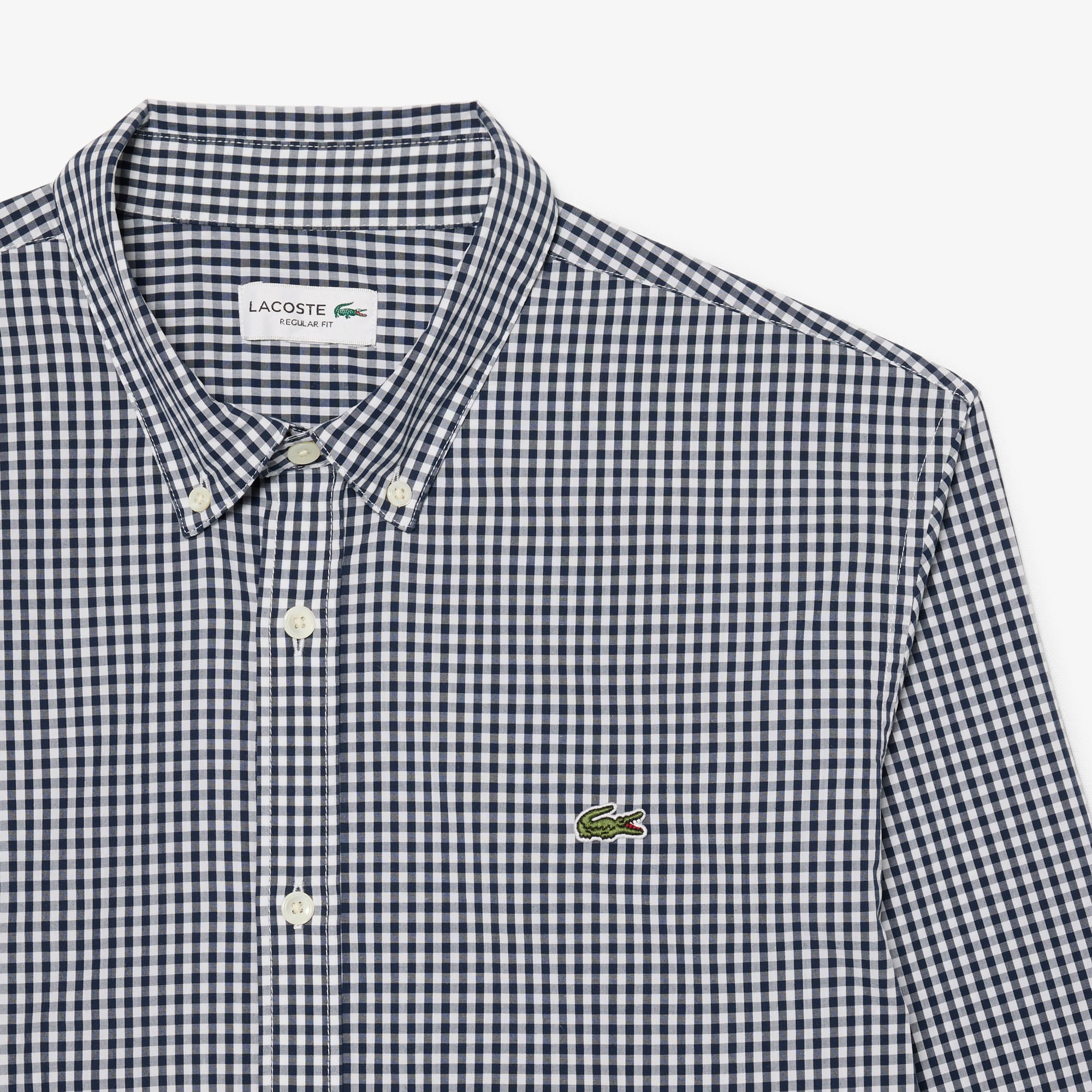 Áo Sơ Mi Lacoste Nam Dáng Suông Chất Liệu Poplin Kẻ Caro Lớn