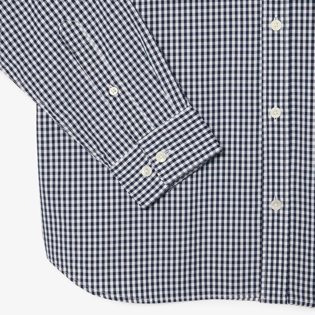 Áo Sơ Mi Lacoste Nam Dáng Suông Chất Liệu Poplin Kẻ Caro Lớn