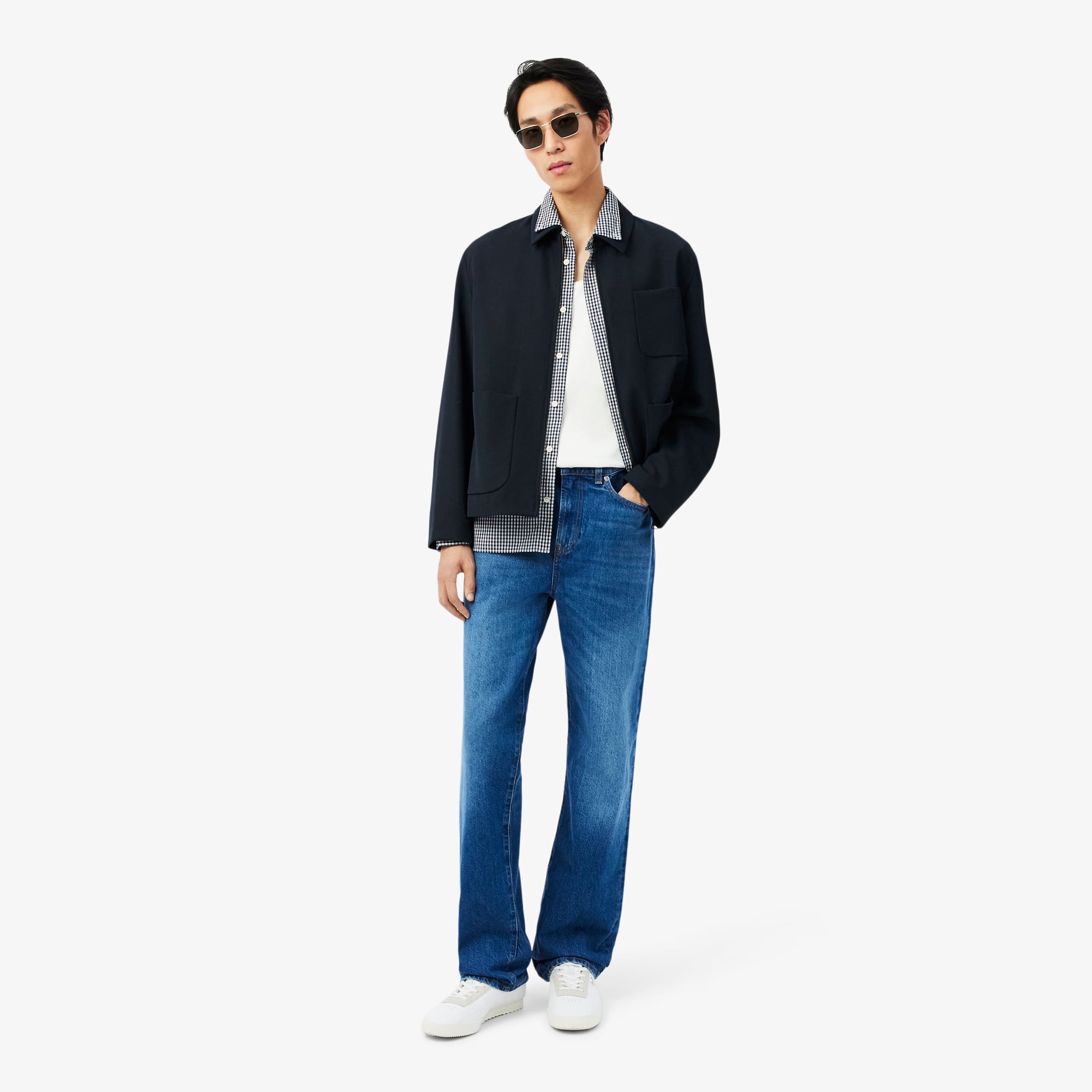 Áo Sơ Mi Lacoste Nam Dáng Suông Chất Liệu Poplin Kẻ Caro Lớn