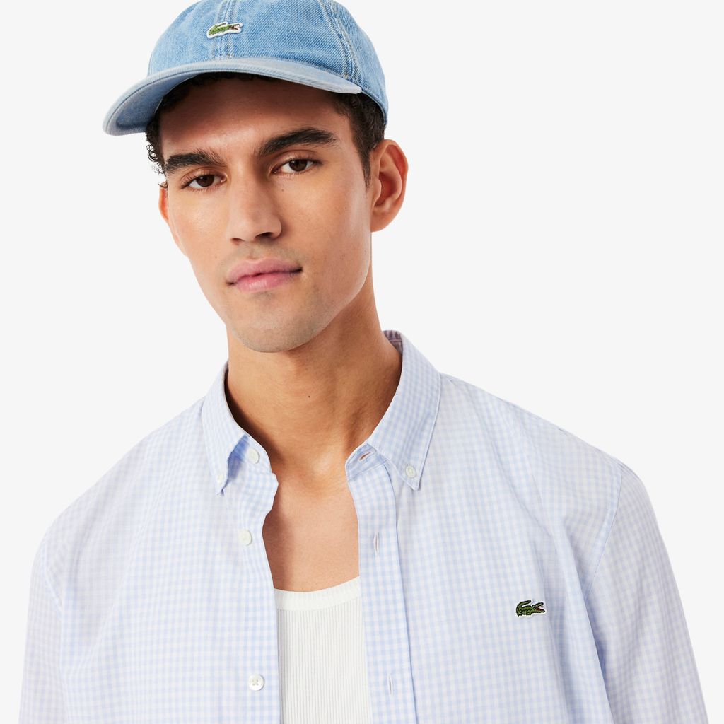 Áo Sơ Mi Lacoste Nam Dáng Suông Chất Liệu Poplin Kẻ Caro Lớn