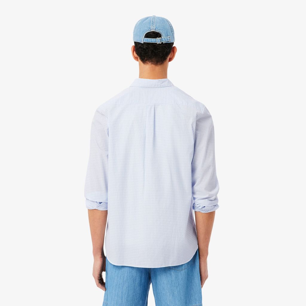 Áo Sơ Mi Lacoste Nam Dáng Suông Chất Liệu Poplin Kẻ Caro Lớn