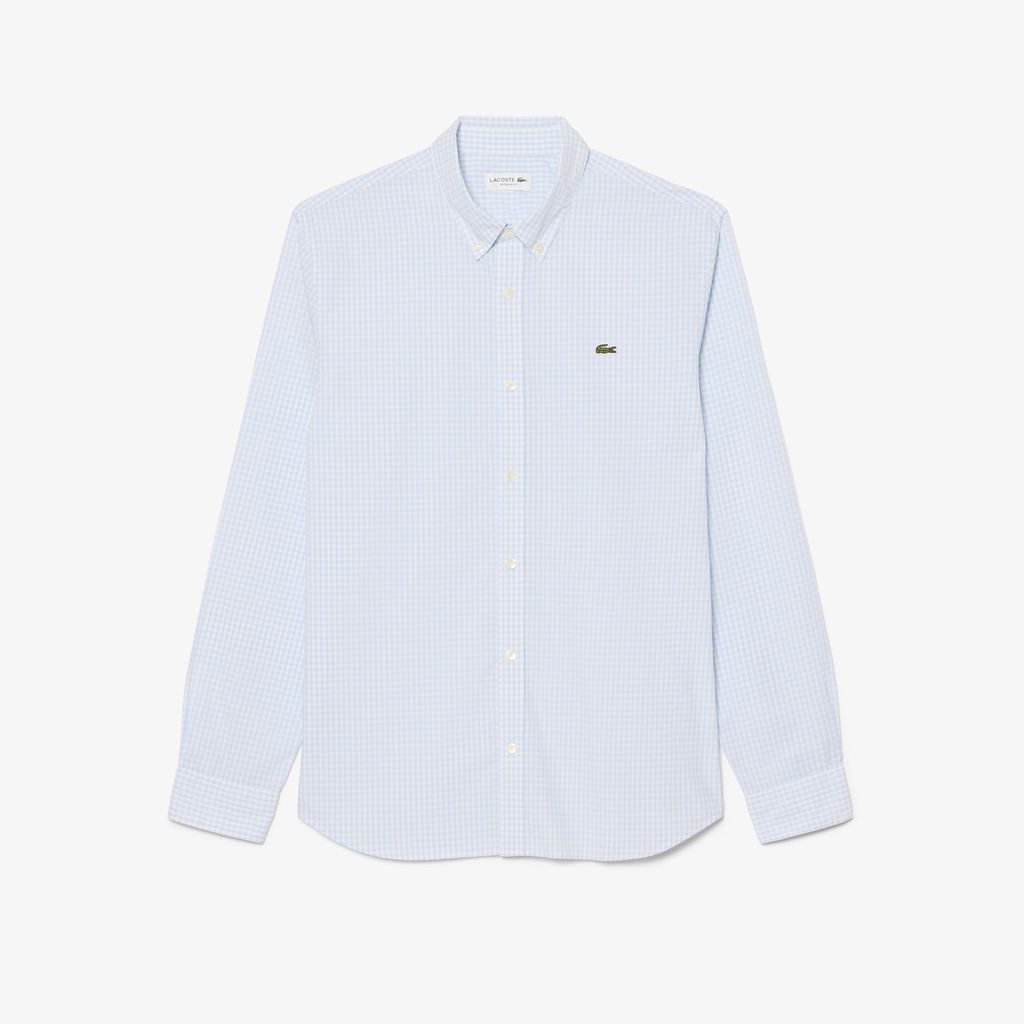 Áo Sơ Mi Lacoste Nam Dáng Suông Chất Liệu Poplin Kẻ Caro Lớn