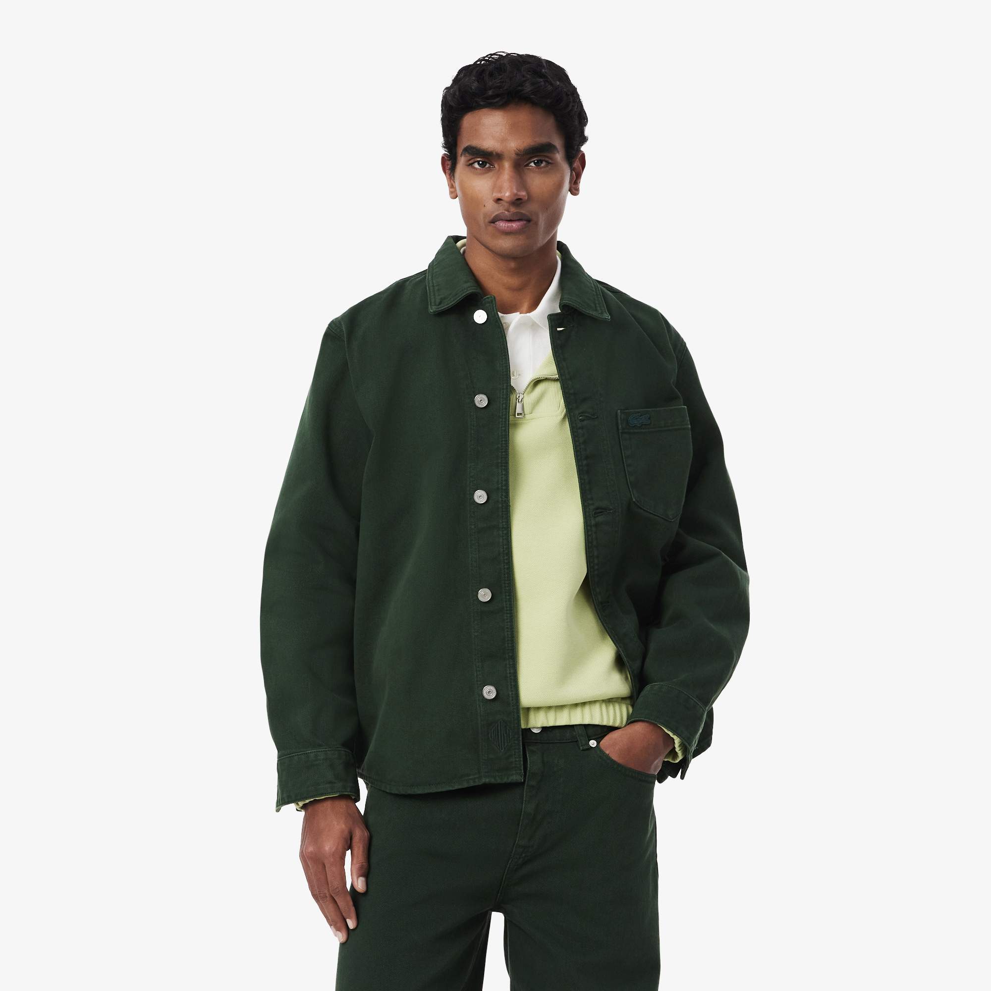 Áo Sơ Mi Lacoste Nam Dáng Oversize Chất Liệu Denim