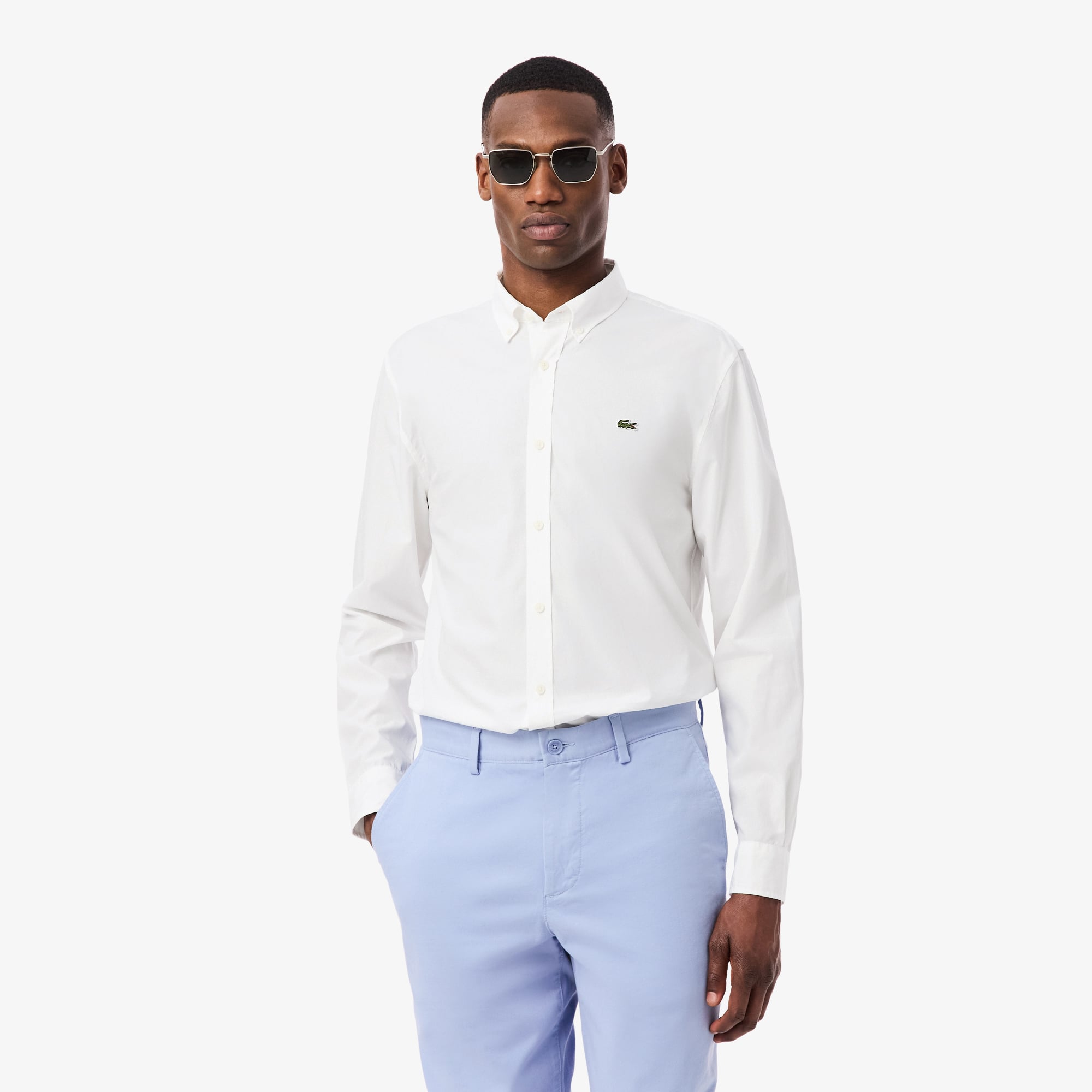 Áo Sơ Mi Lacoste Nam Dáng Suông Chất Liệu Poplin Co Giãn