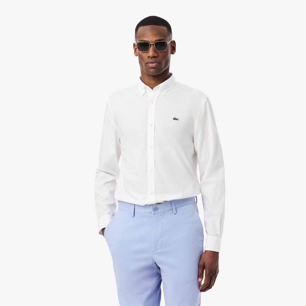 Áo Sơ Mi Lacoste Nam Dáng Suông Chất Liệu Poplin Co Giãn