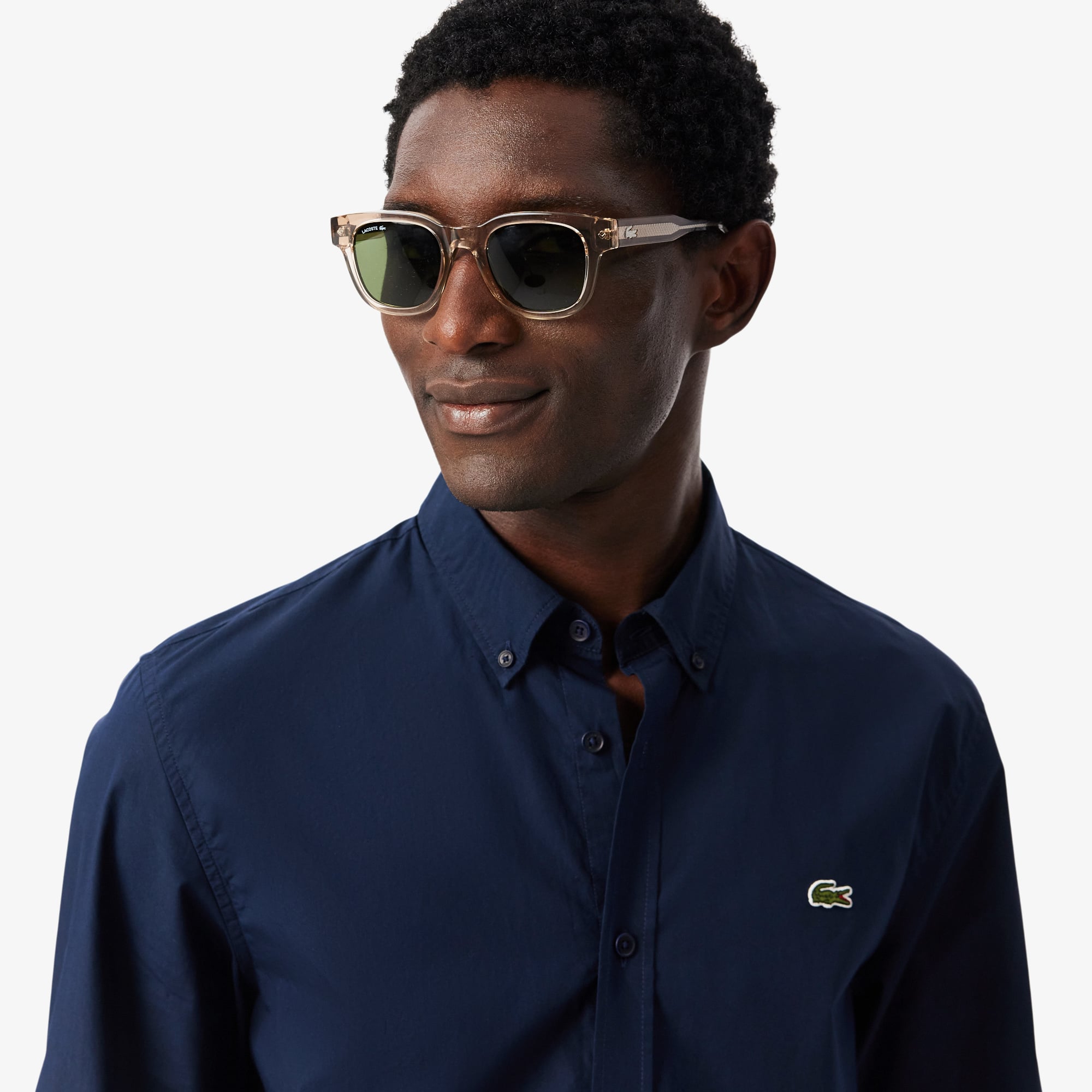 Áo Sơ Mi Lacoste Nam Dáng Suông Chất Liệu Poplin Co Giãn