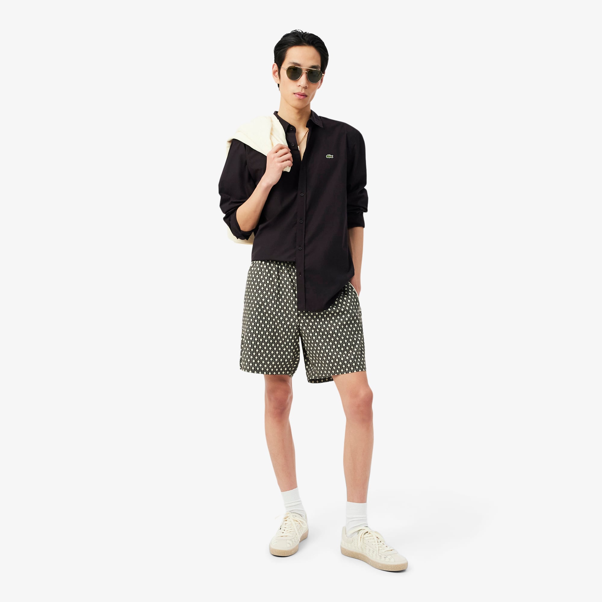 Áo Sơ Mi Lacoste Nam Dáng Suông Chất Liệu Poplin Co Giãn
