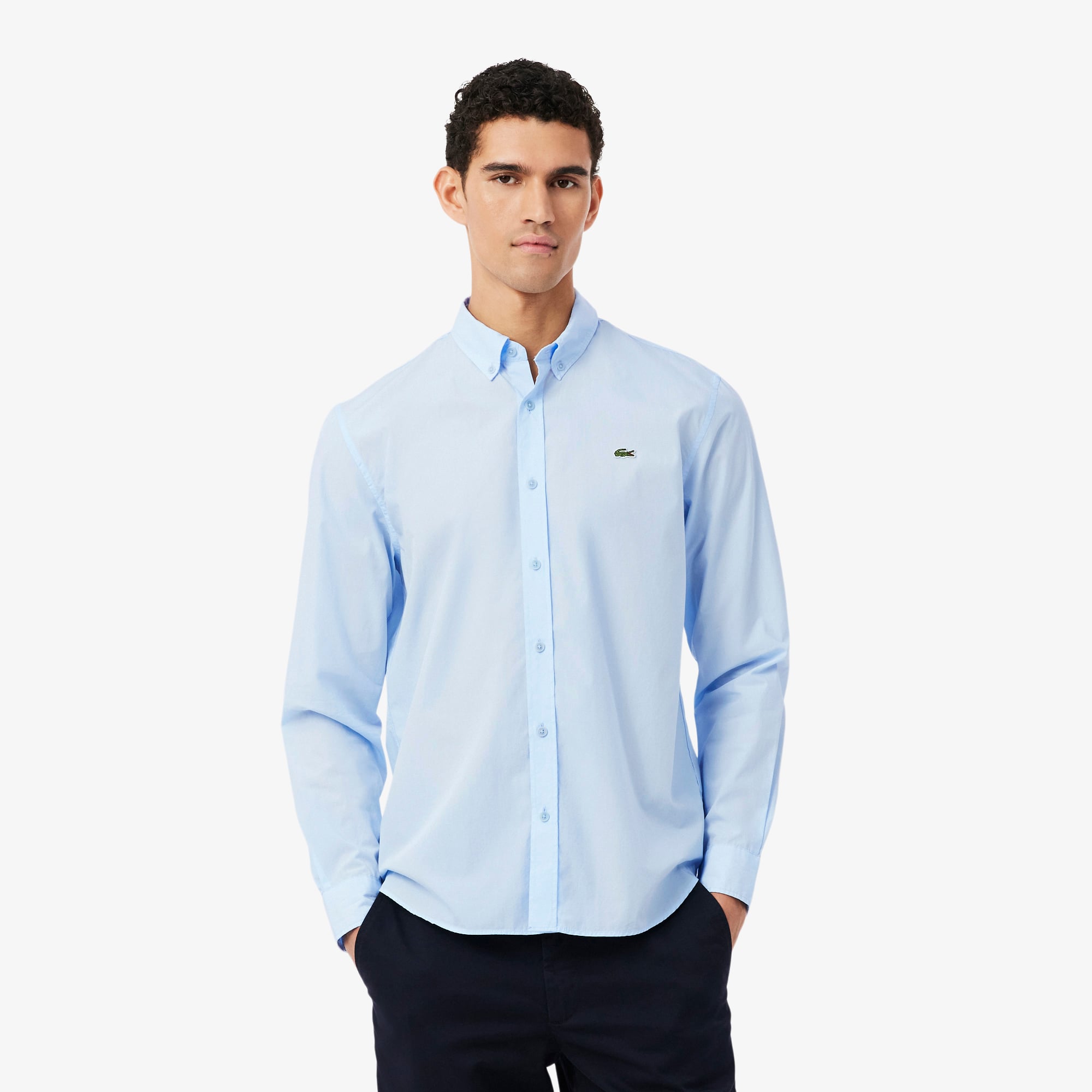 Áo Sơ Mi Lacoste Nam Dáng Suông Chất Liệu Poplin Co Giãn