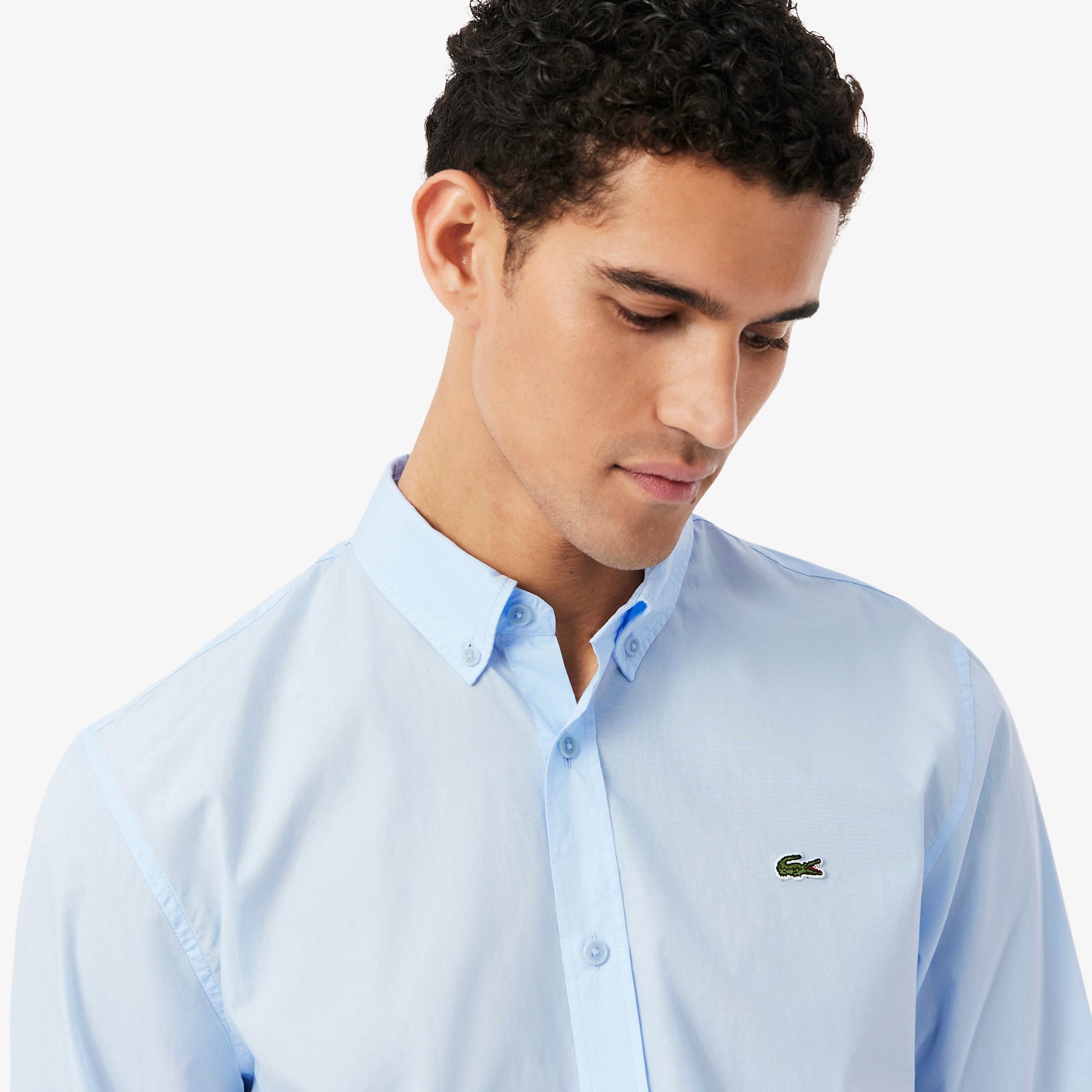 Áo Sơ Mi Lacoste Nam Dáng Suông Chất Liệu Poplin Co Giãn