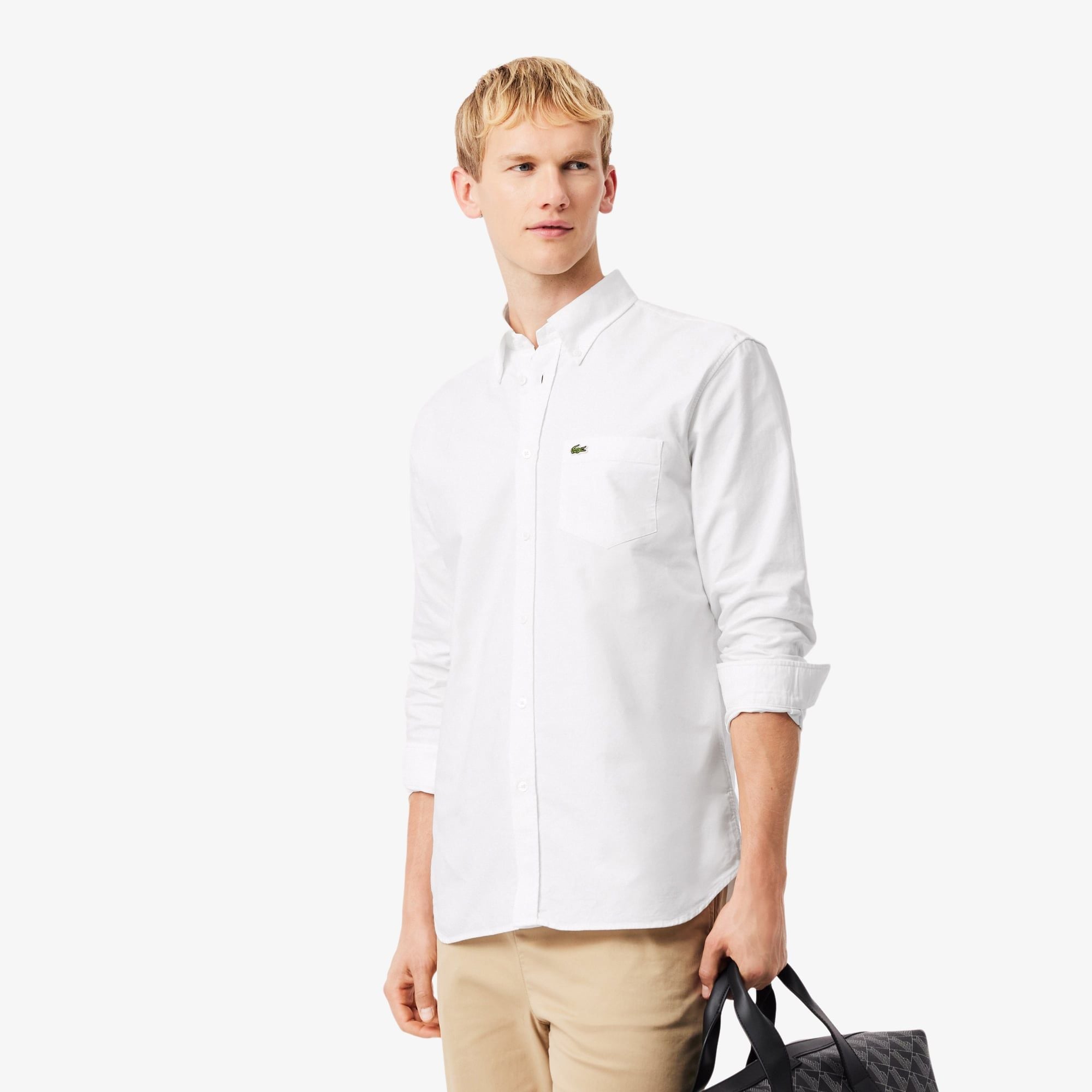 Áo Sơ Mi Lacoste Nam Dáng Suông Tay Dài Chất Liệu Oxford