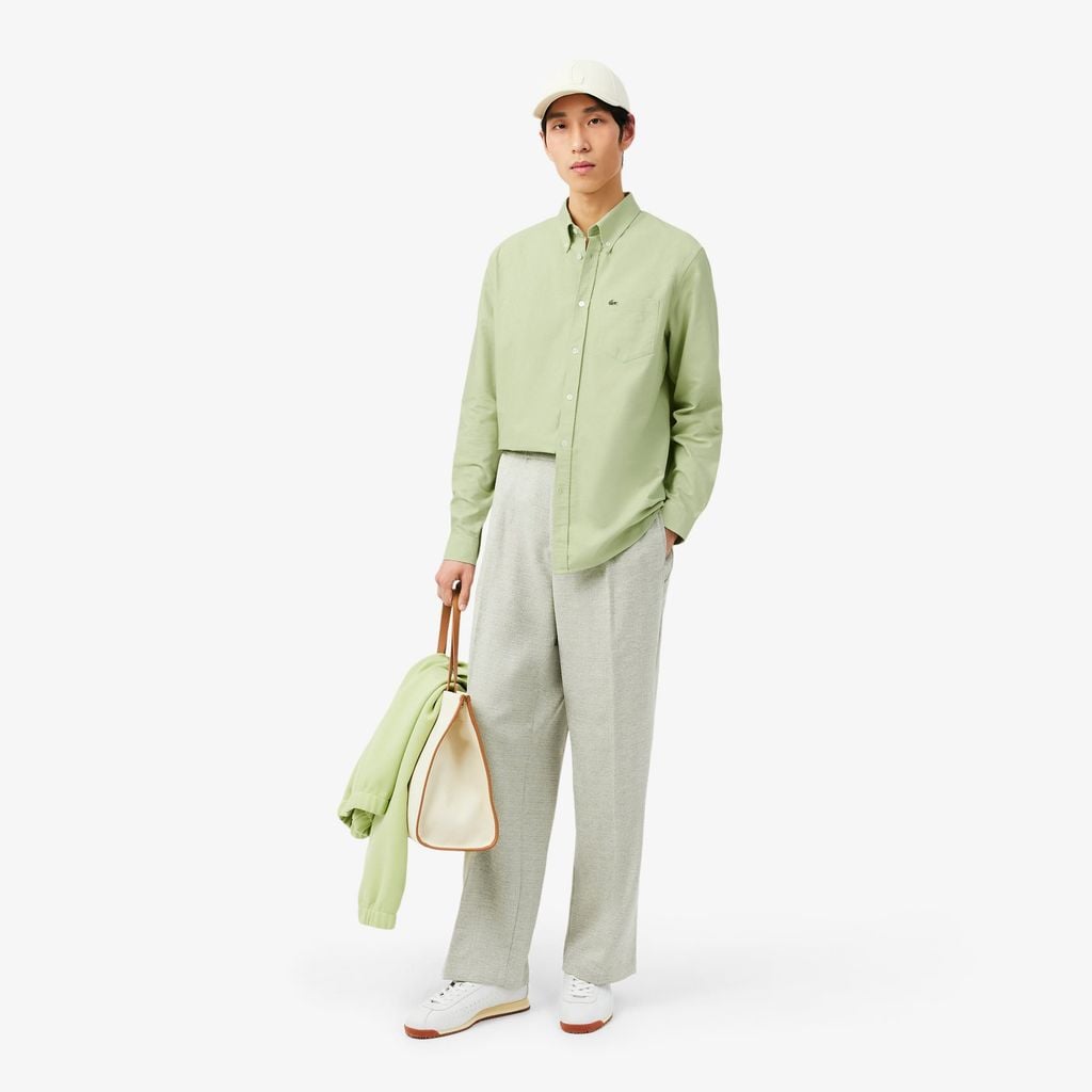 Áo Sơ Mi Lacoste Nam Dáng Suông Tay Dài Chất Liệu Oxford