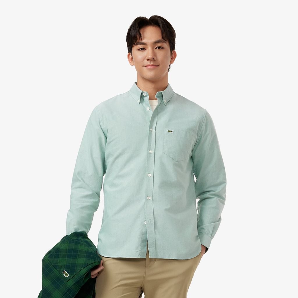 Áo Sơ Mi Lacoste Nam Dáng Suông Tay Dài Chất Liệu Oxford