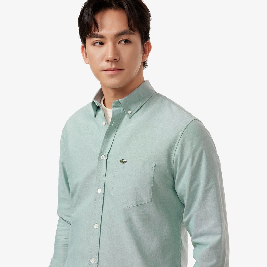 Áo Sơ Mi Lacoste Nam Dáng Suông Tay Dài Chất Liệu Oxford