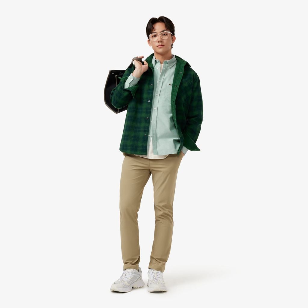 Áo Sơ Mi Lacoste Nam Dáng Suông Tay Dài Chất Liệu Oxford