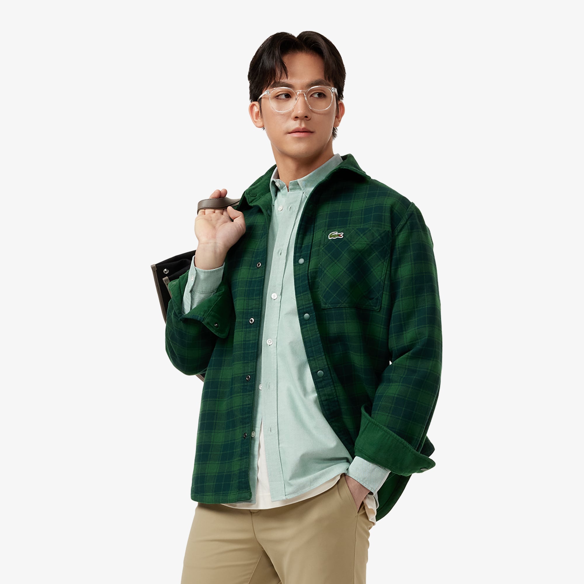 Áo Sơ Mi Lacoste Nam Dáng Suông Tay Dài Chất Liệu Oxford