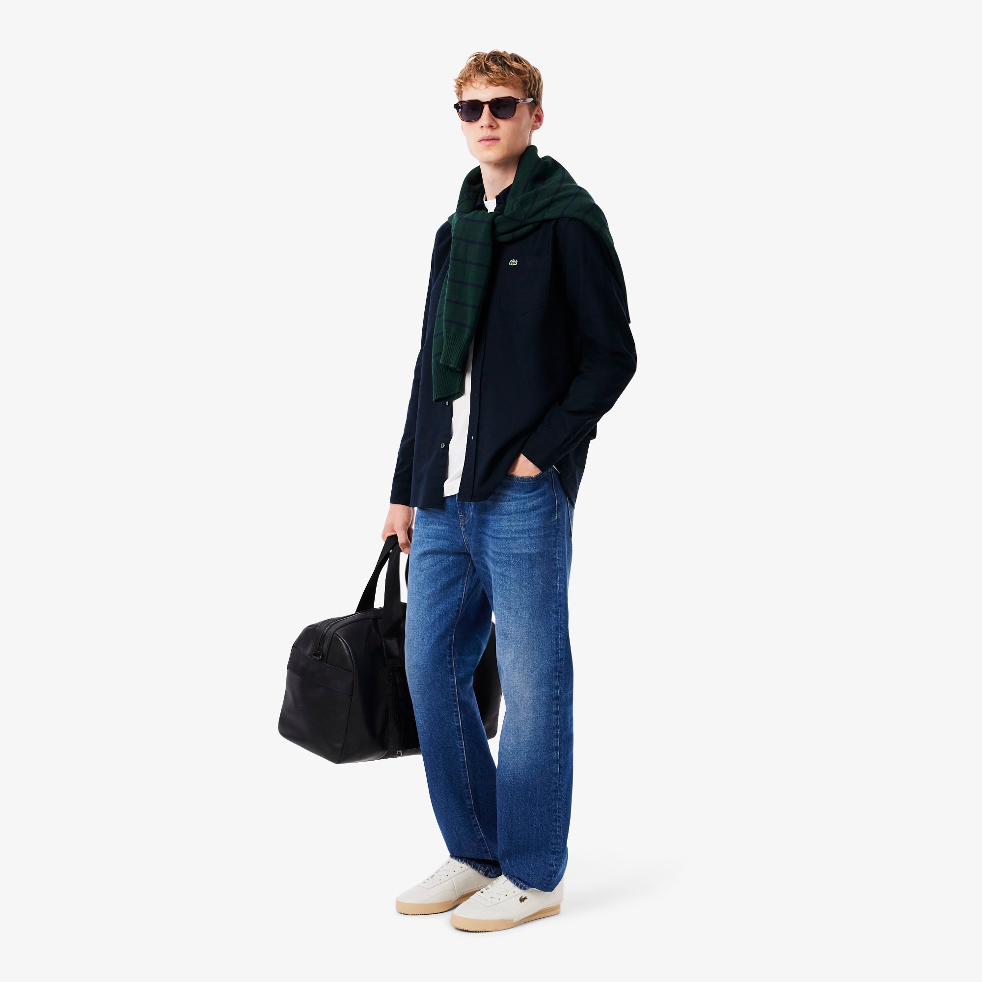 Áo Sơ Mi Lacoste Nam Dáng Suông Tay Dài Chất Liệu Oxford