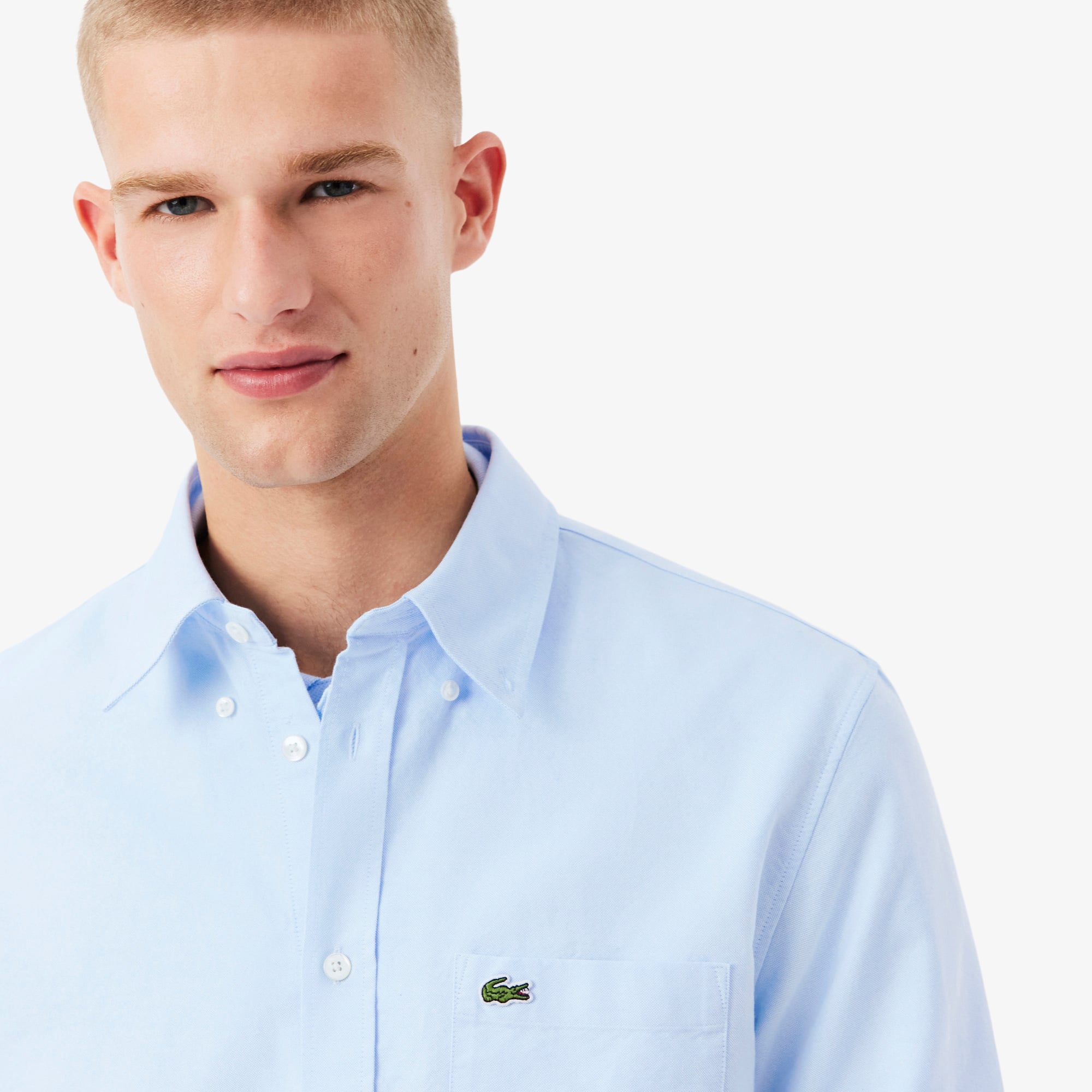 Áo Sơ Mi Lacoste Nam Dáng Suông Tay Dài Chất Liệu Oxford